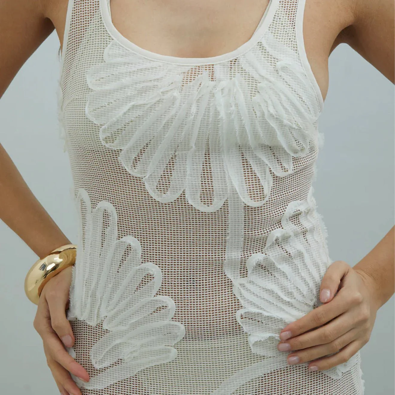 House of Sunny Seashells Applique Dress Ivory - Image 4