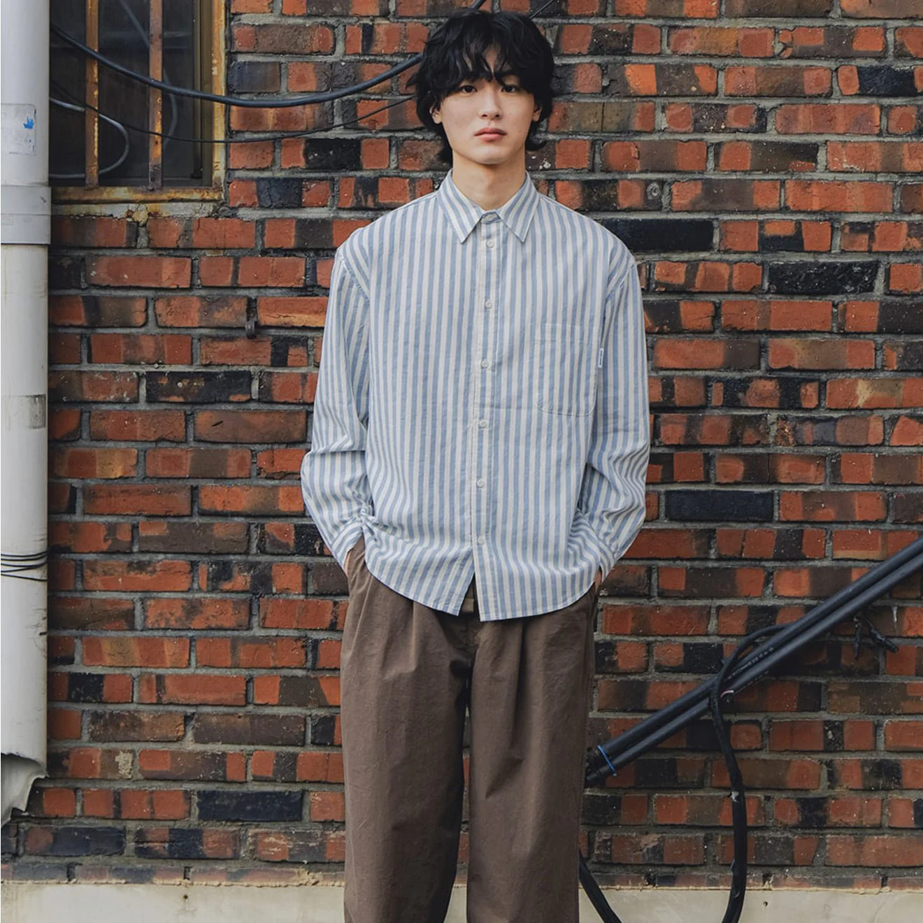 Kappy Melange Stripe Shirt Sky Blue - Image 3