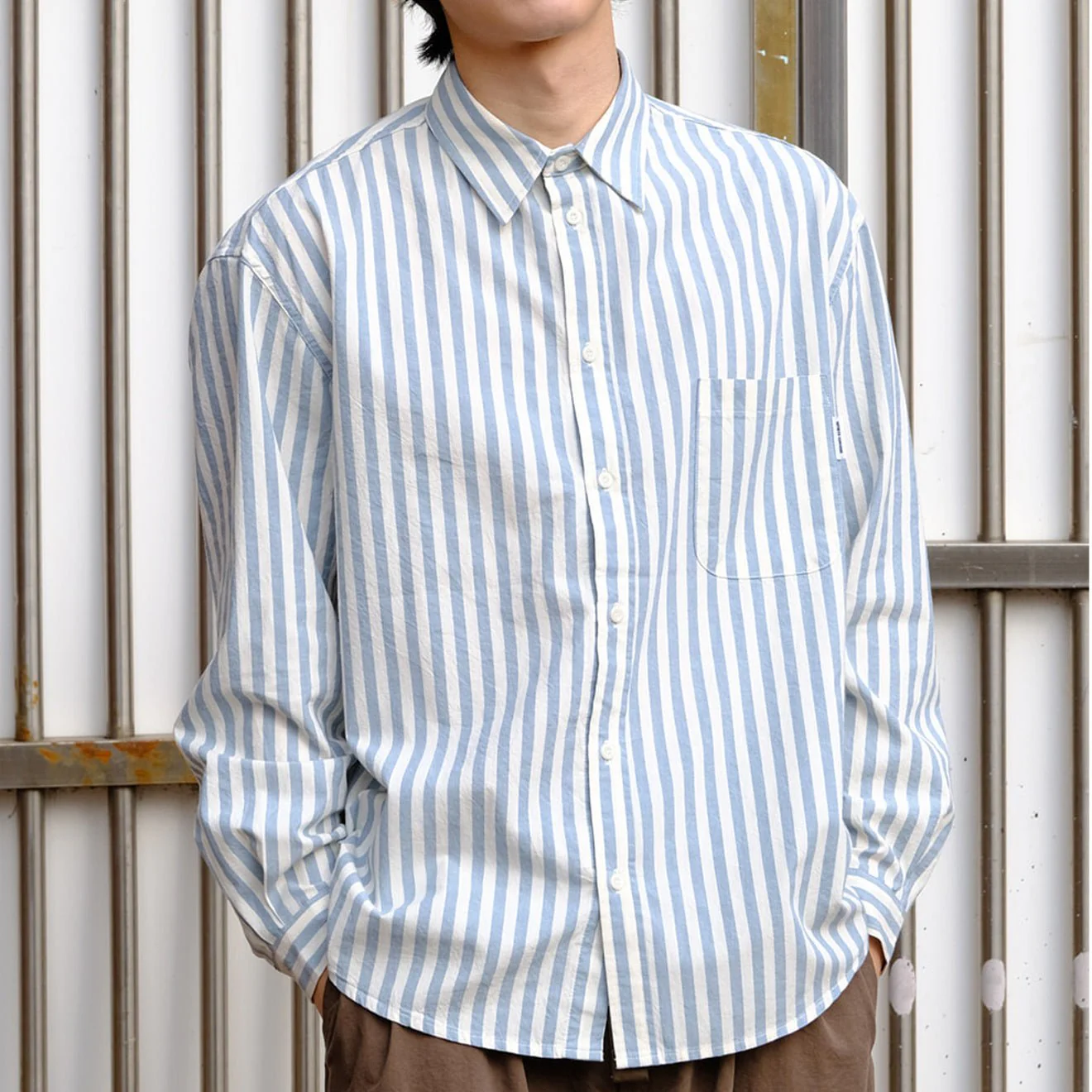 Kappy Melange Stripe Shirt Sky Blue - Image 4