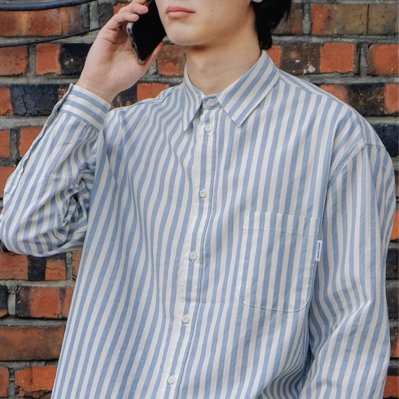 Kappy Melange Stripe Shirt Sky Blue - Image 5