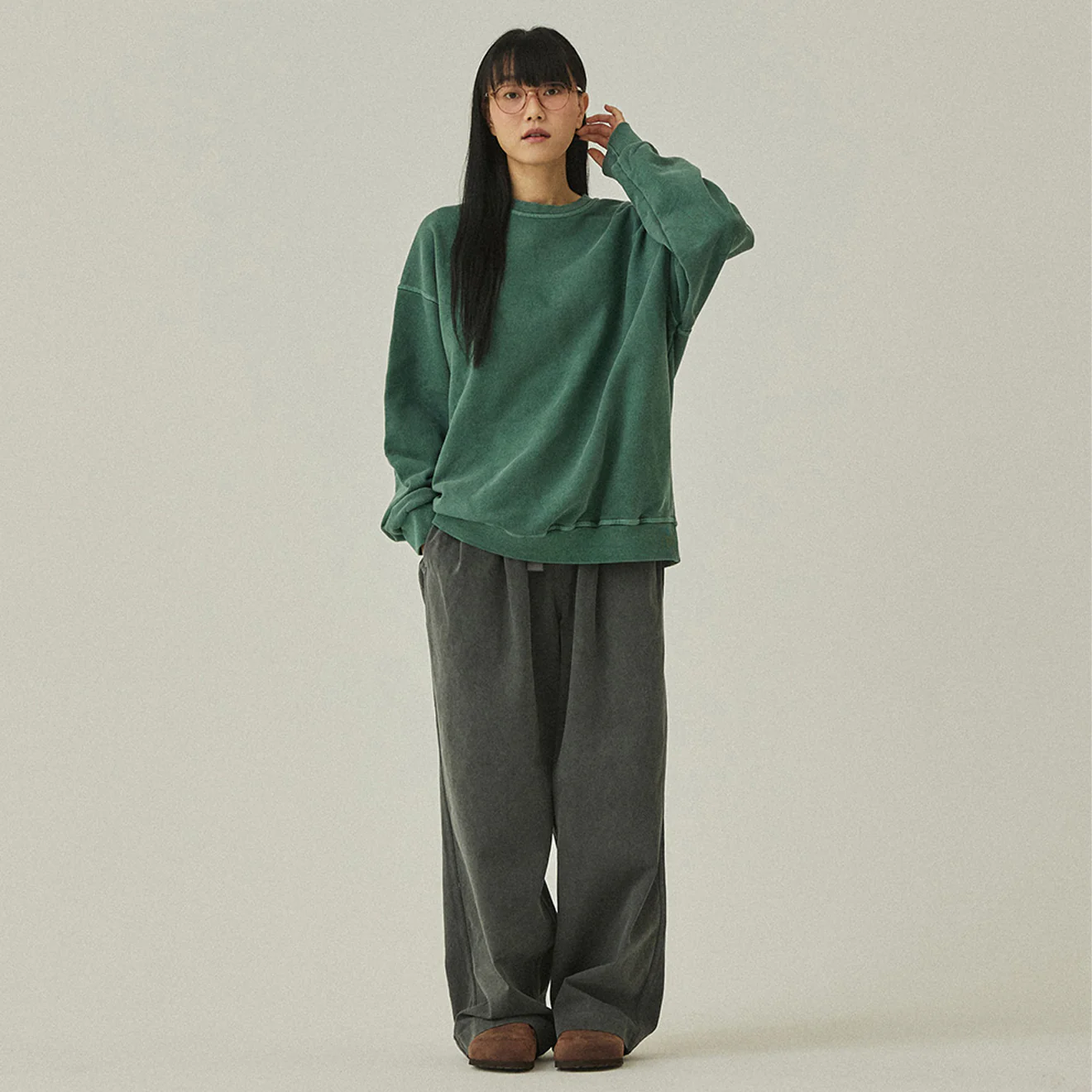 Kappy Pigment Sweat Shirt Deep Green - Image 2