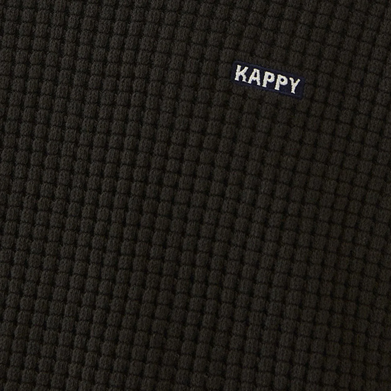 Kappy Waffle Button Hoodie Black - Image 3