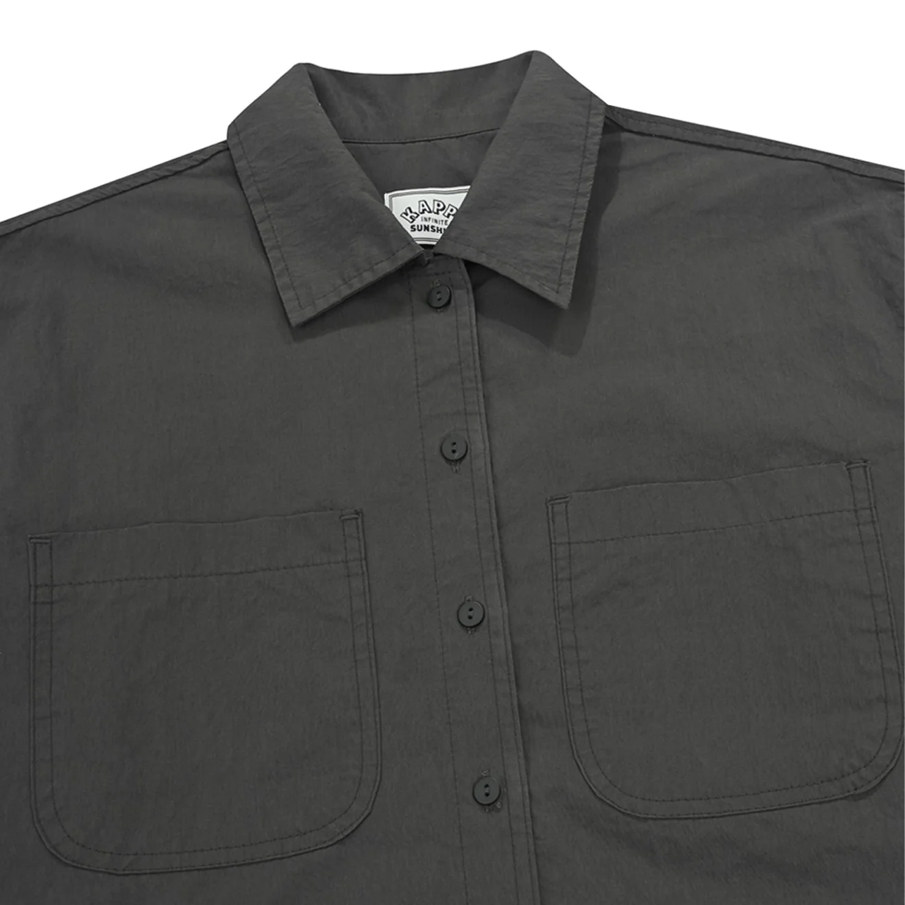 Kappy Womens Pocket Half Shirt Dress Charcoal - Image 3