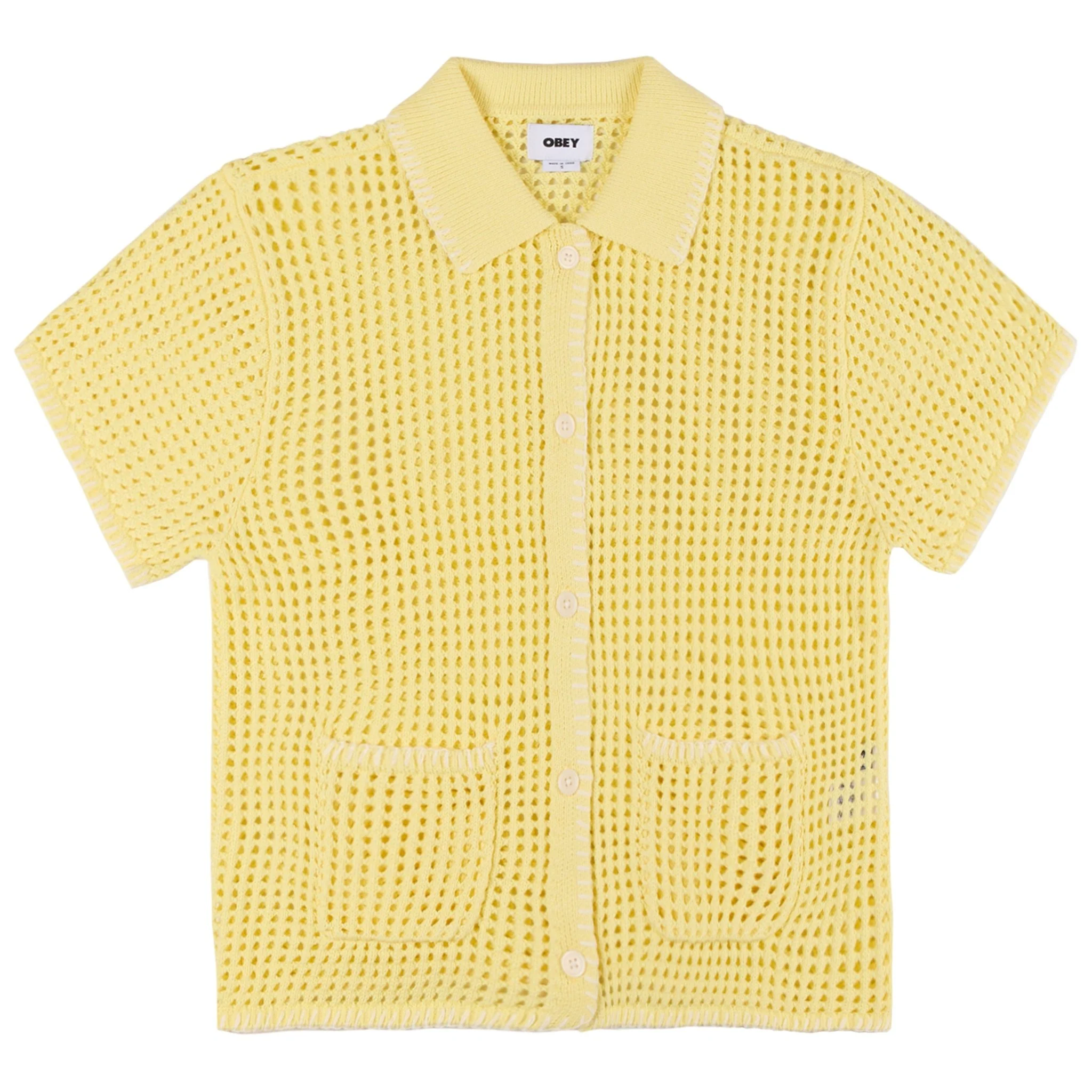 Obey Womens Pilar Crochet S/S Yellow Pear