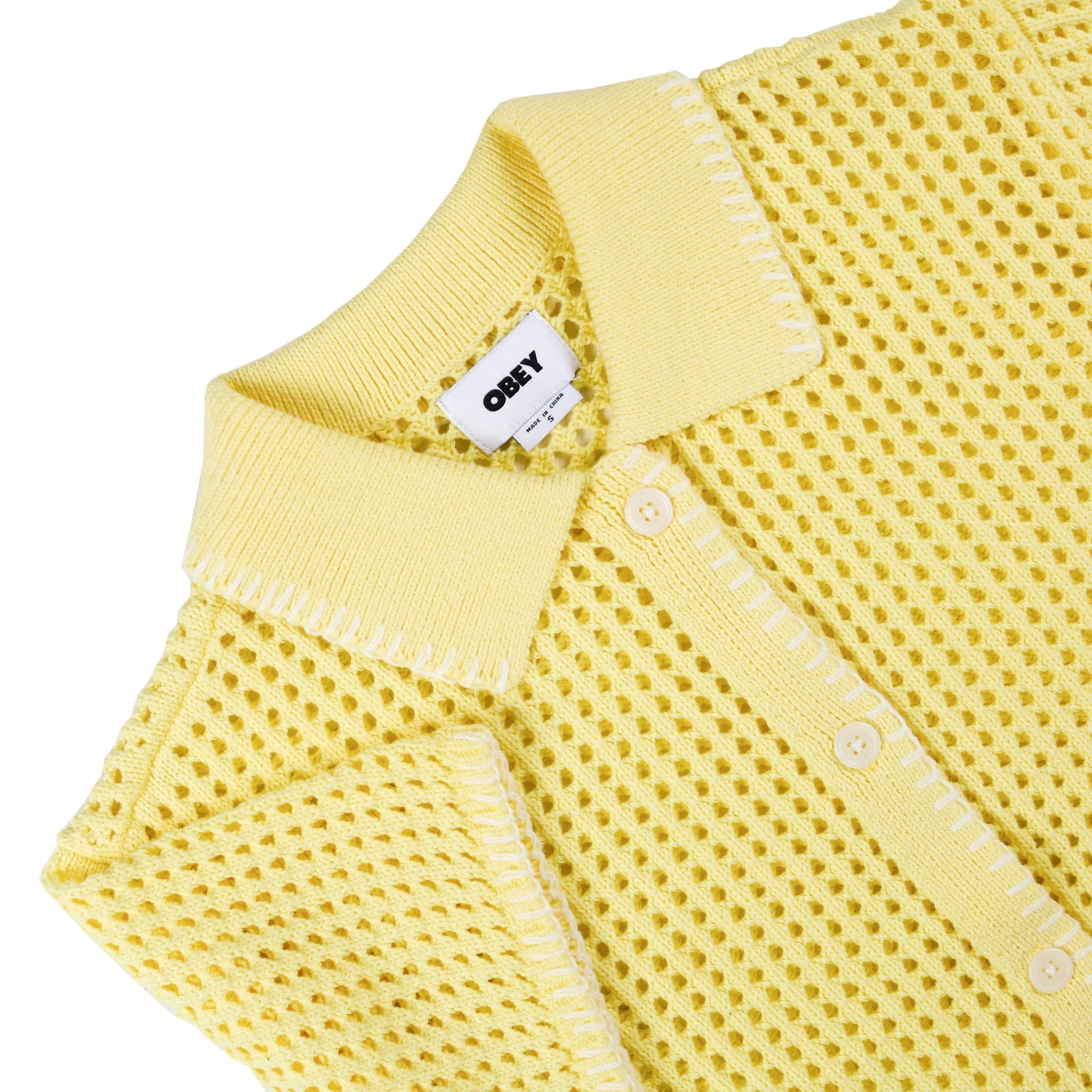 Obey Womens Pilar Crochet S/S Yellow Pear - Image 3