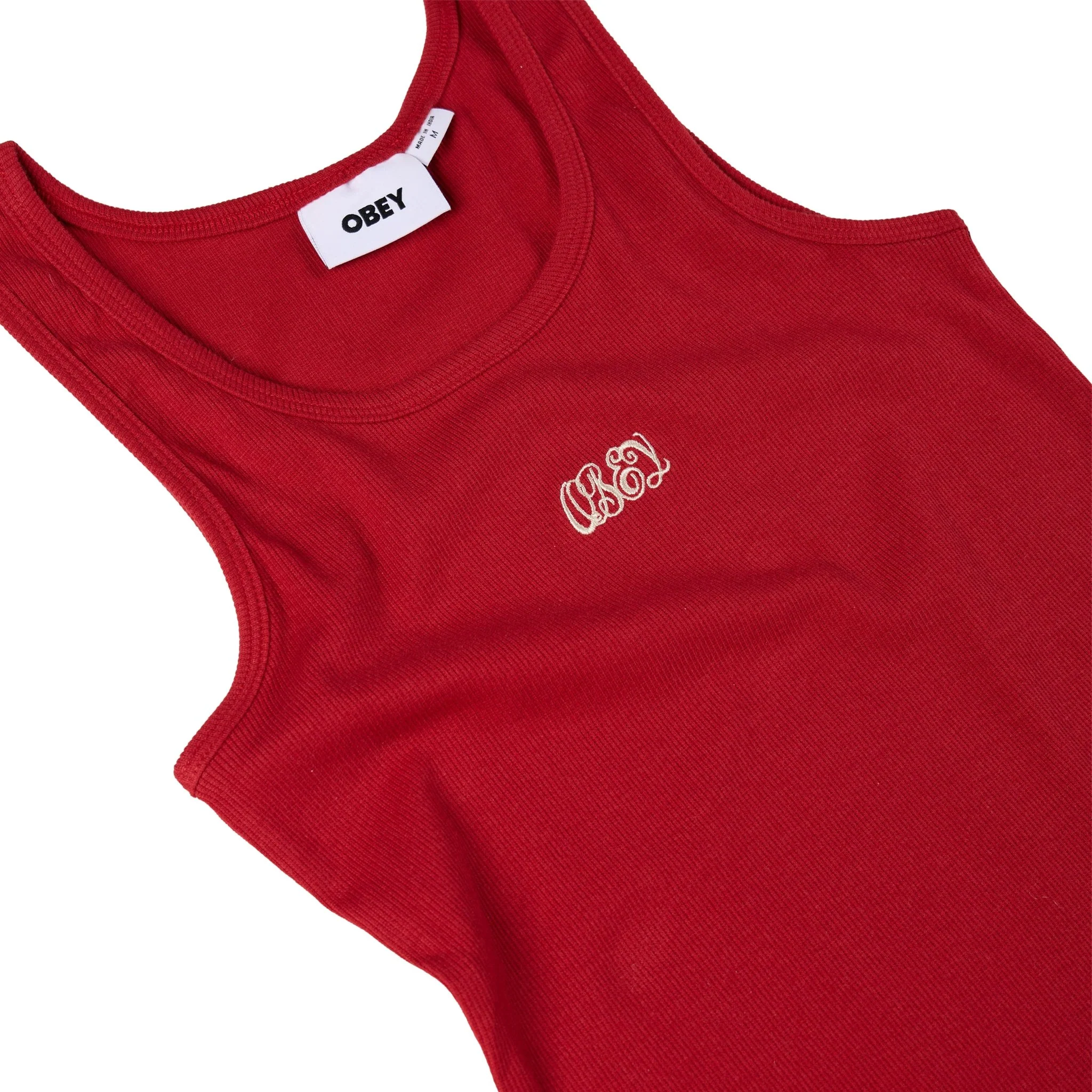Obey Womens Ribbon Rib Tank Red - Image 3