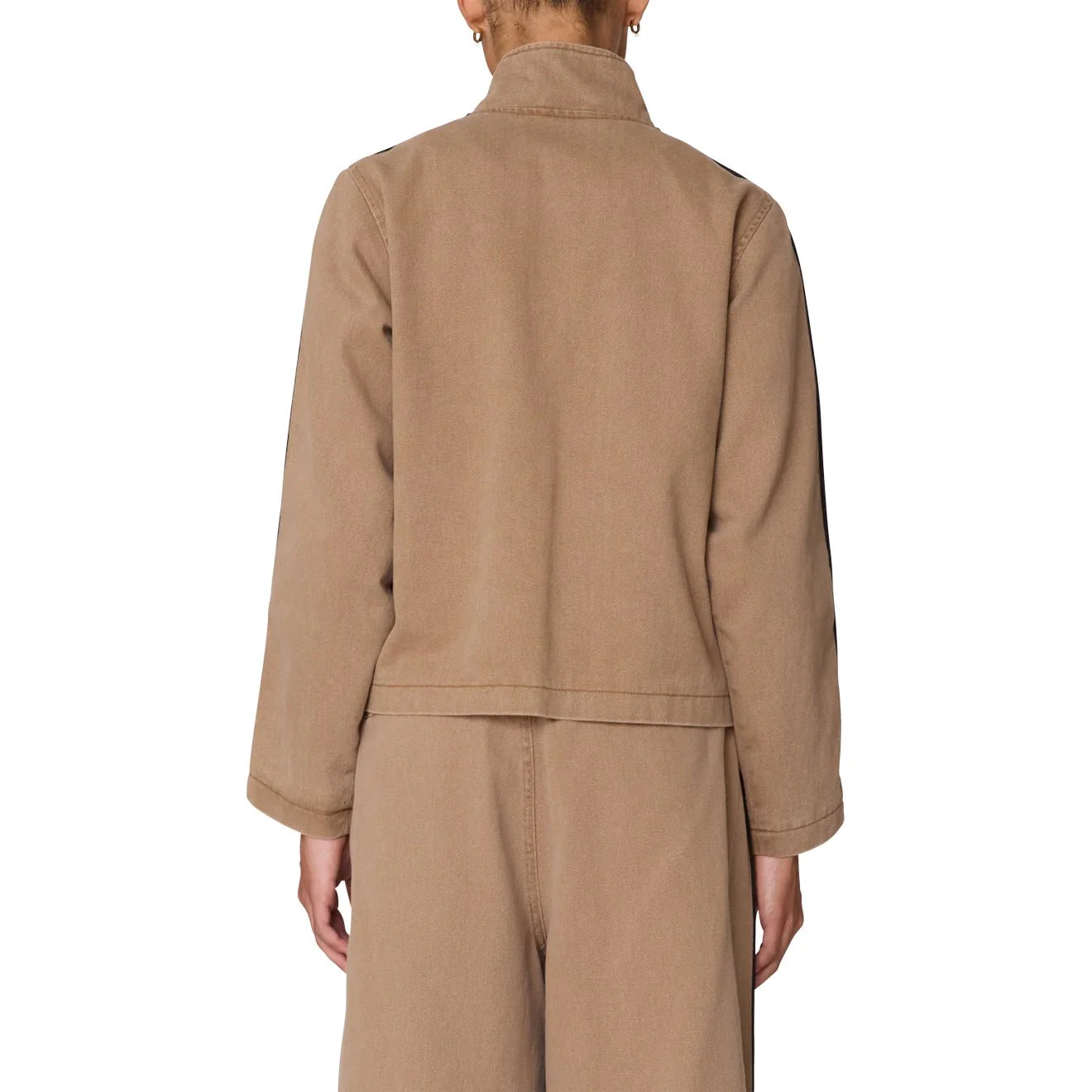 Obey Womens Astrid Stripe Jacket Tan Faded Wash - Image 5