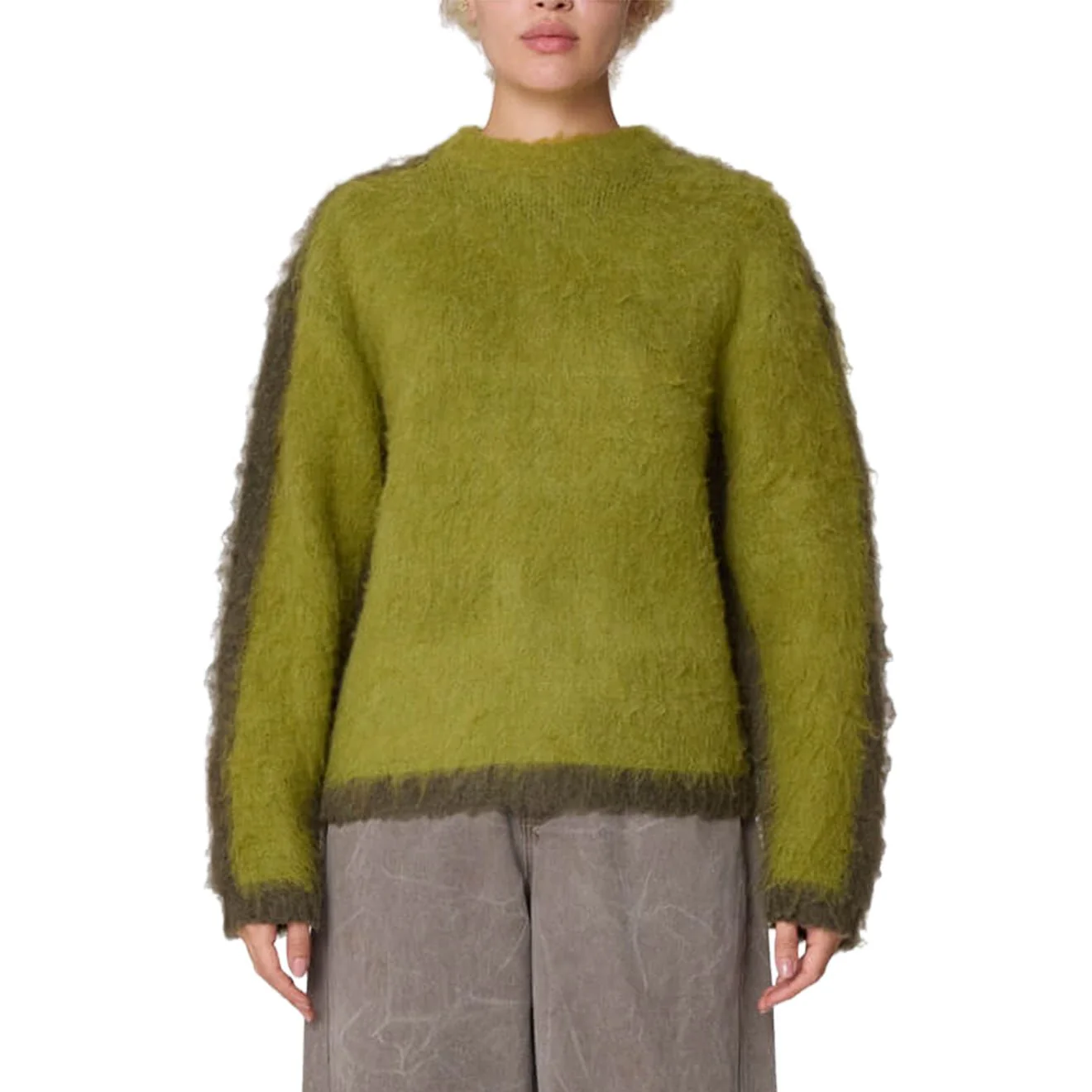 Obey Womens Aura Crew Sweater Lime - Image 3
