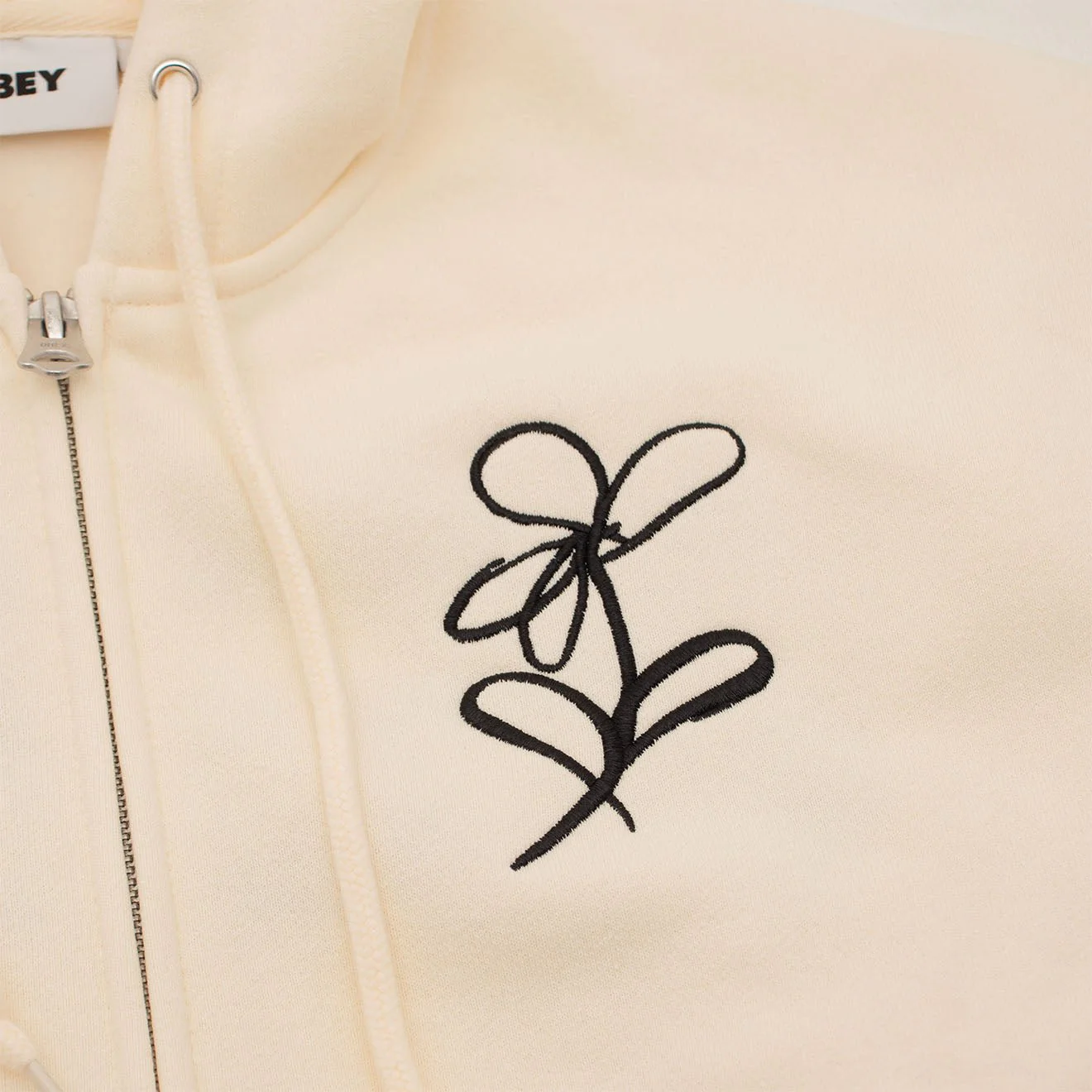 Obey Womens Chalk Writing Zip Hood Unbleached - Image 4
