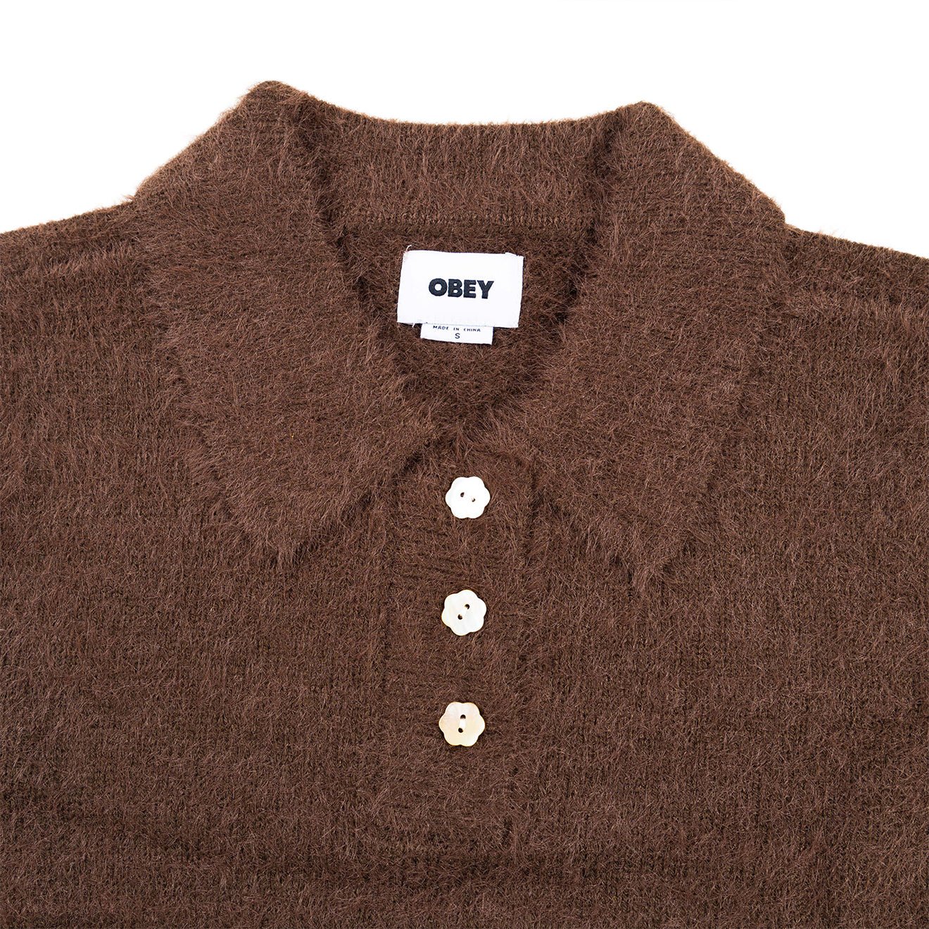 Obey Womens  Esme Polo Sweater Chocolate - Image 3
