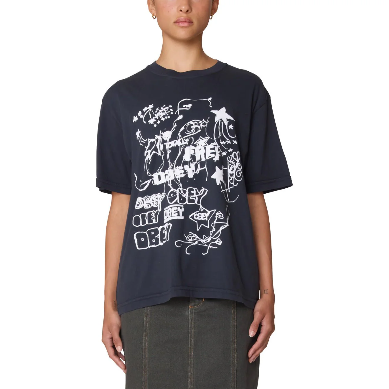 Obey Womens Firework Type Black - Image 3