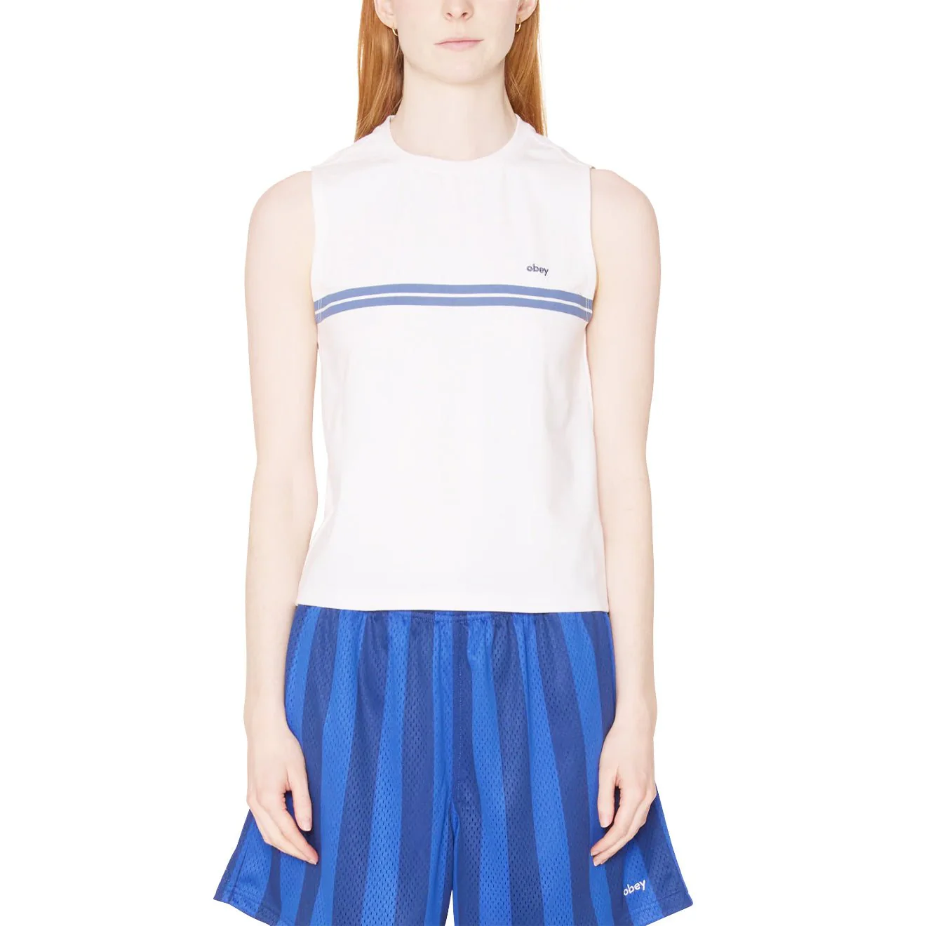 Obey Womens Freya Stripe Tank White - Image 3