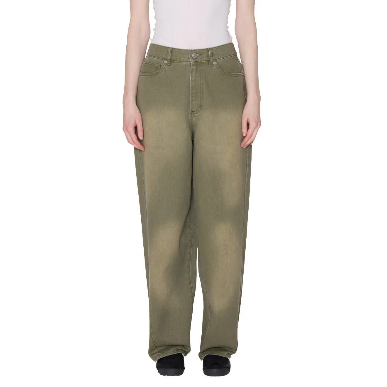 Obey Womens Leah III Baggy Denim Grey Blur Wash - Image 3