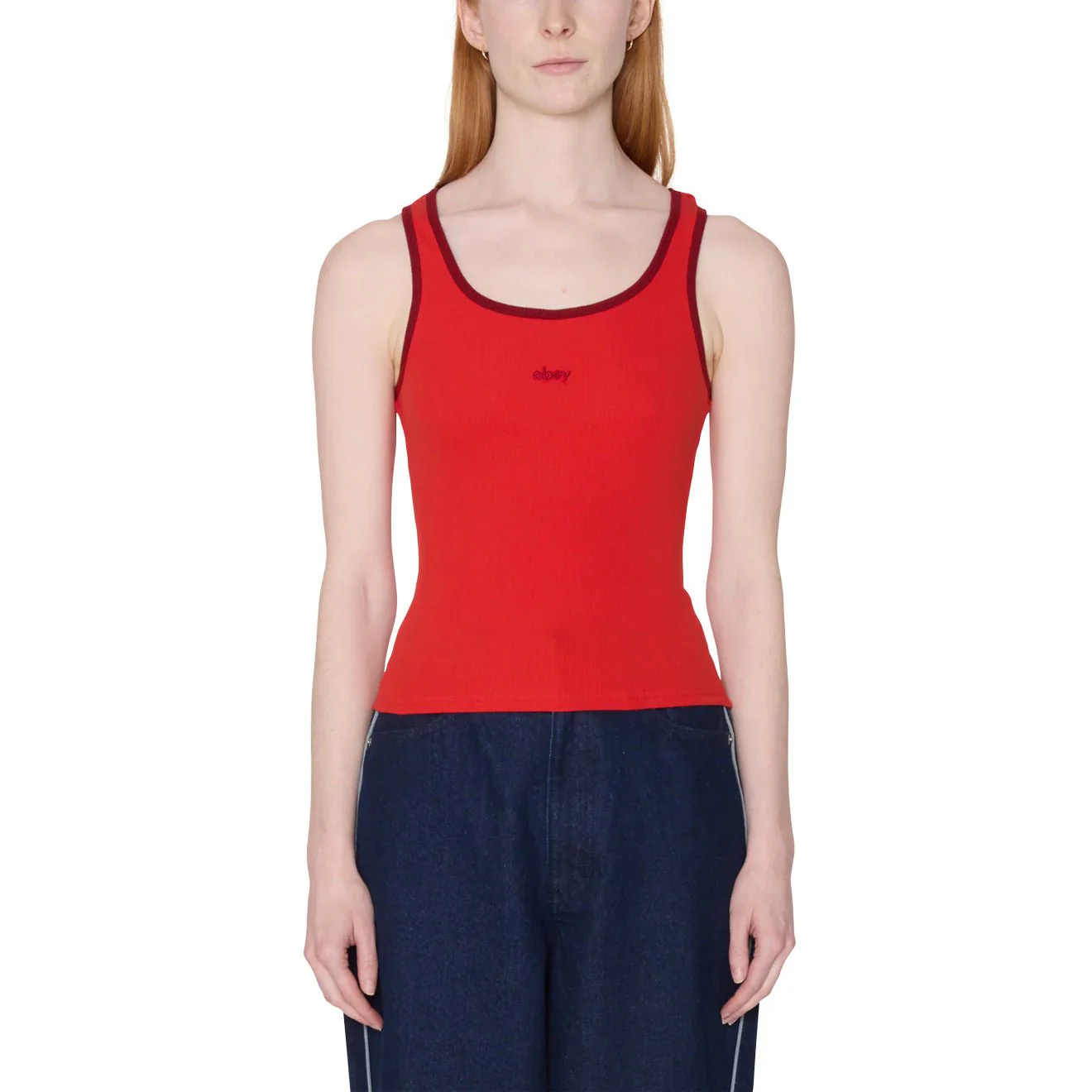 Obey Womens Loren Rib Tank Red - Image 3