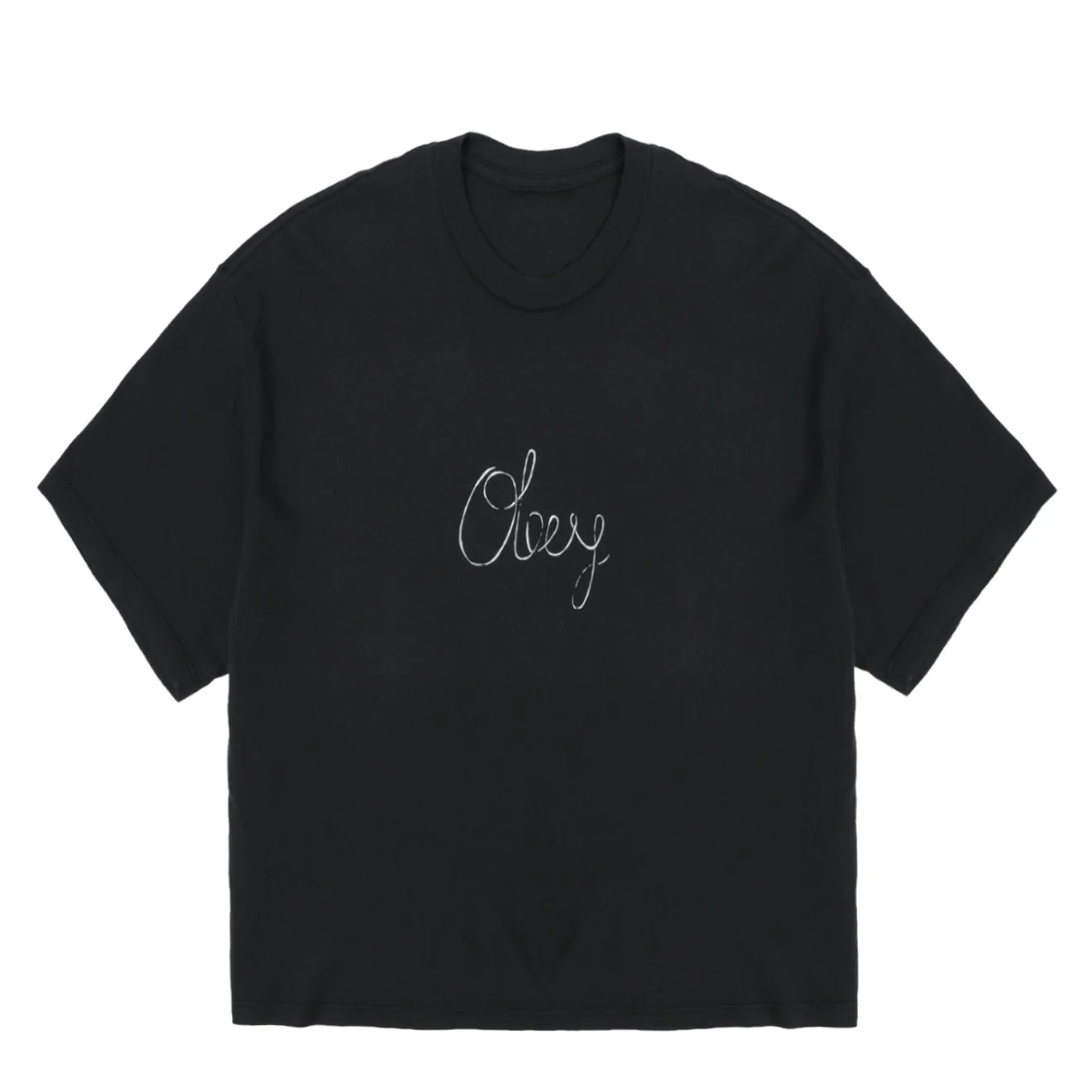 Obey Womens Obey Handwritten S/S T-Shirt Digital Black