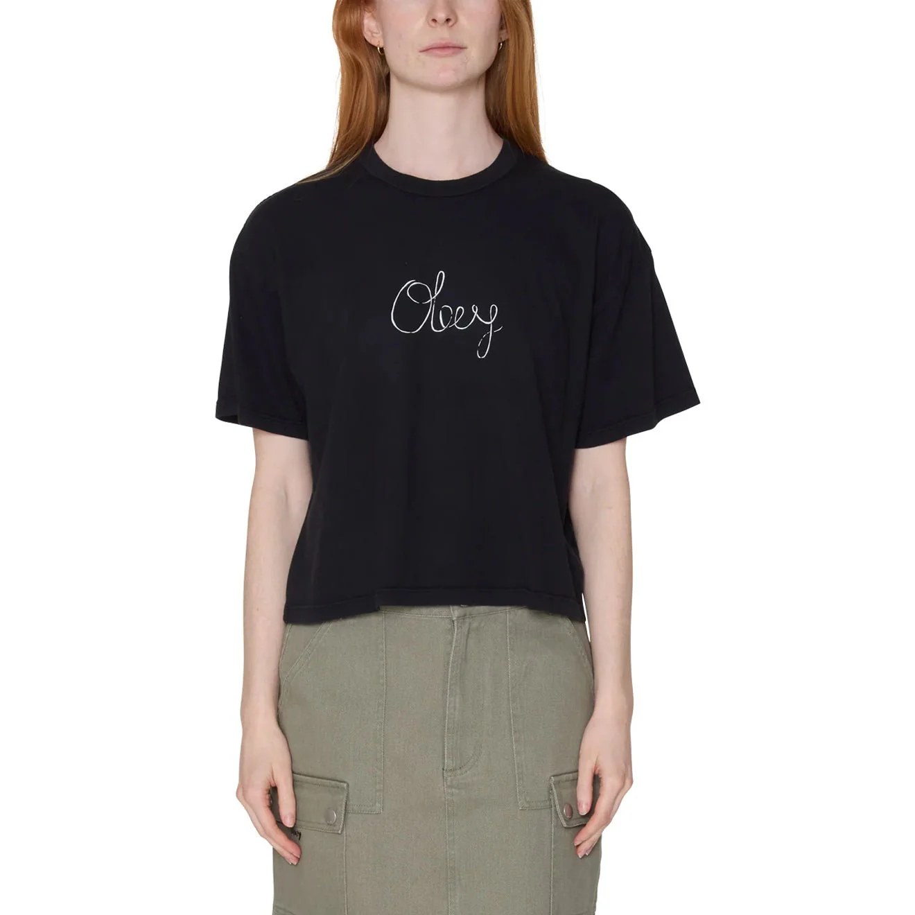 Obey Womens Obey Handwritten S/S T-Shirt Digital Black - Image 2