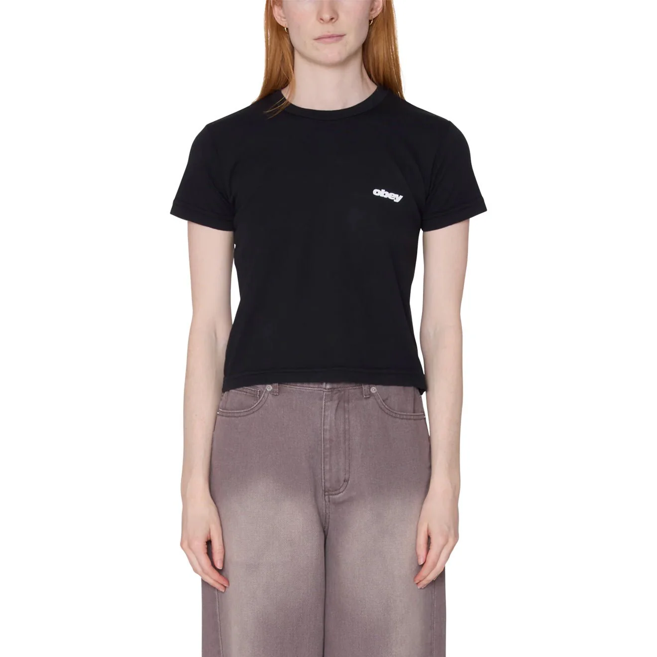 Obey Womens Obey Speed Kaia S/S T-Shirt Digital Black - Image 3