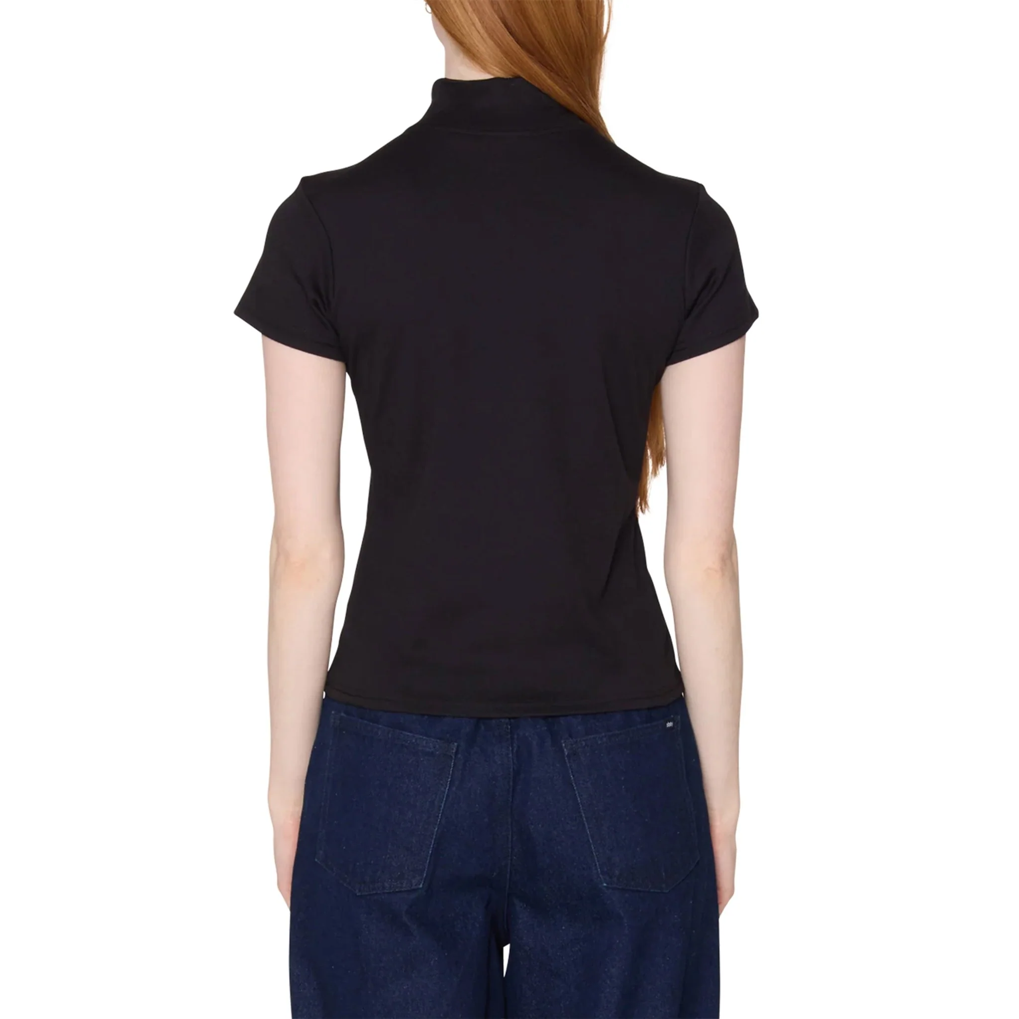 Obey Womens Relay Mock Neck S/S T-Shirt Black - Image 4