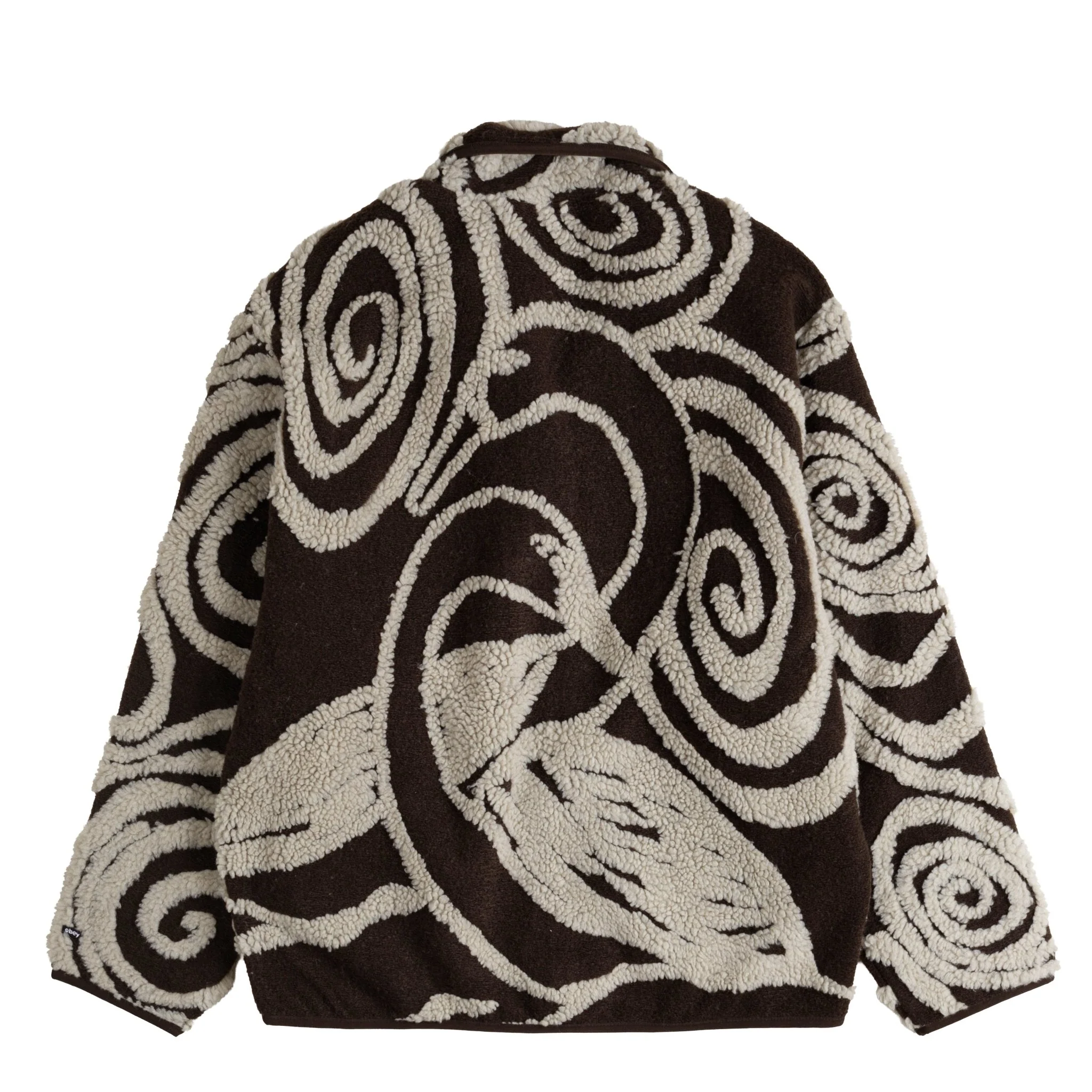 Obey Womens Swirls Jacquard Zip Jacket Brown Multi - Image 2