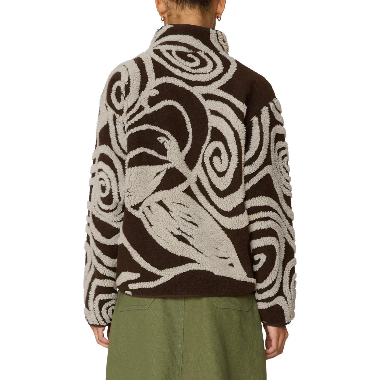 Obey Womens Swirls Jacquard Zip Jacket Brown Multi - Image 4