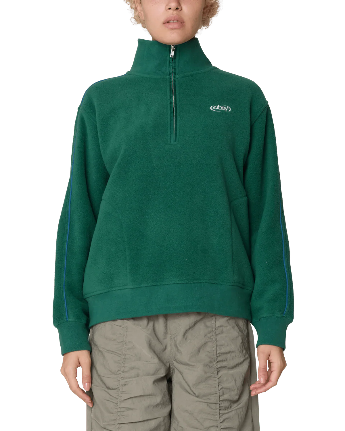 Obey Womens Watts Zip Mock Neck Forest - Image 3