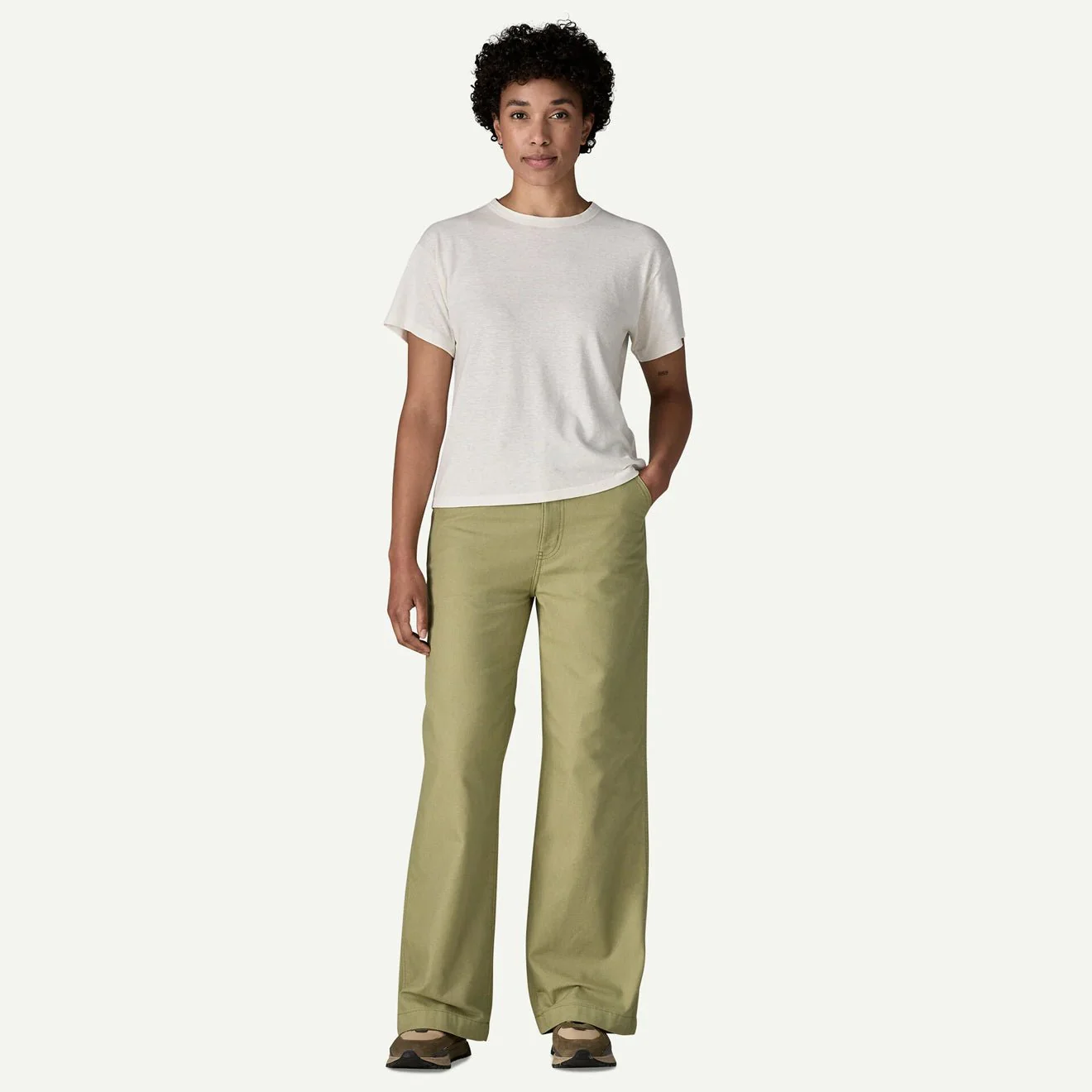 Patagonia Womens Point Reyes Canvas Wide Leg Pants Gumtree Green - Image 2