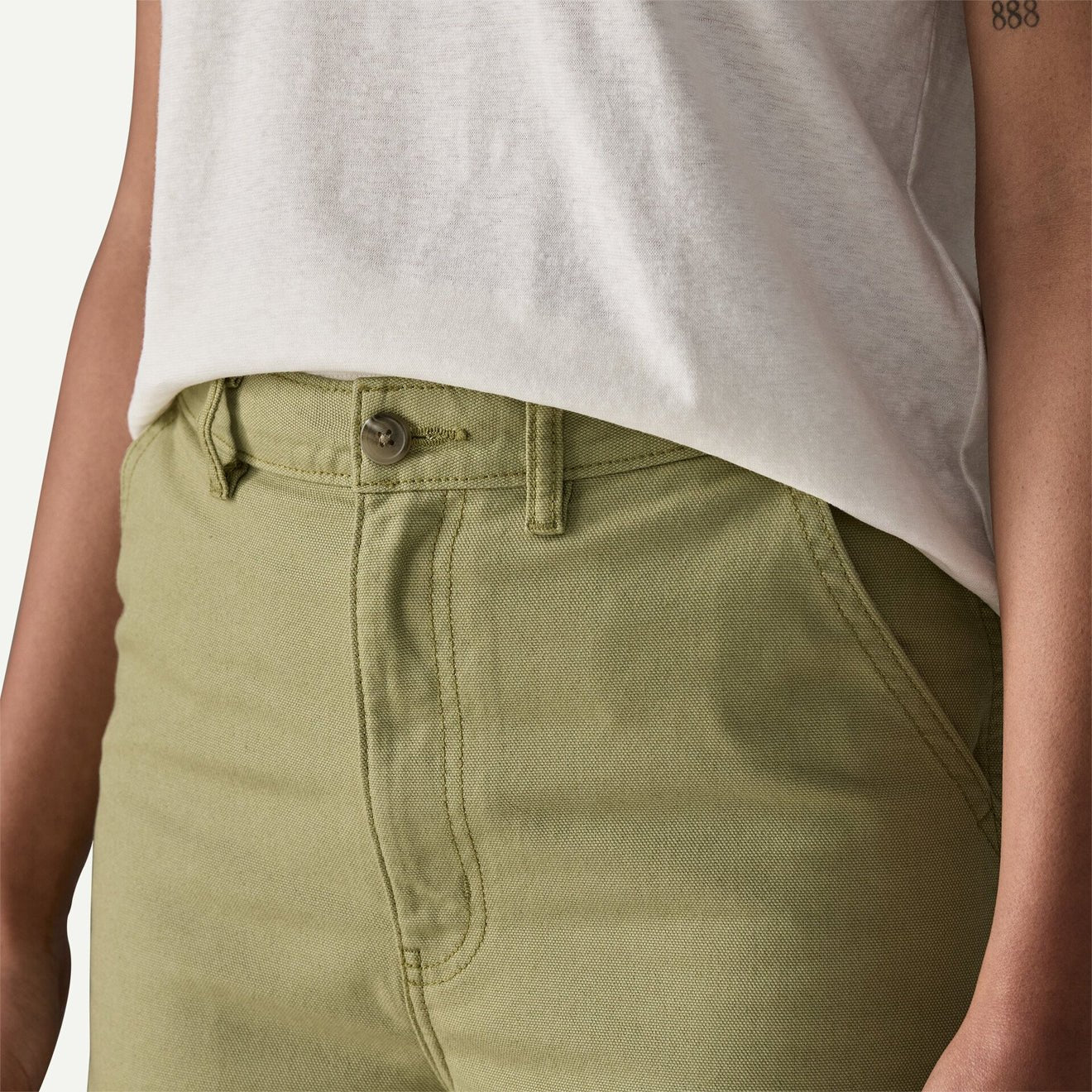 Patagonia Womens Point Reyes Canvas Wide Leg Pants Gumtree Green - Image 6