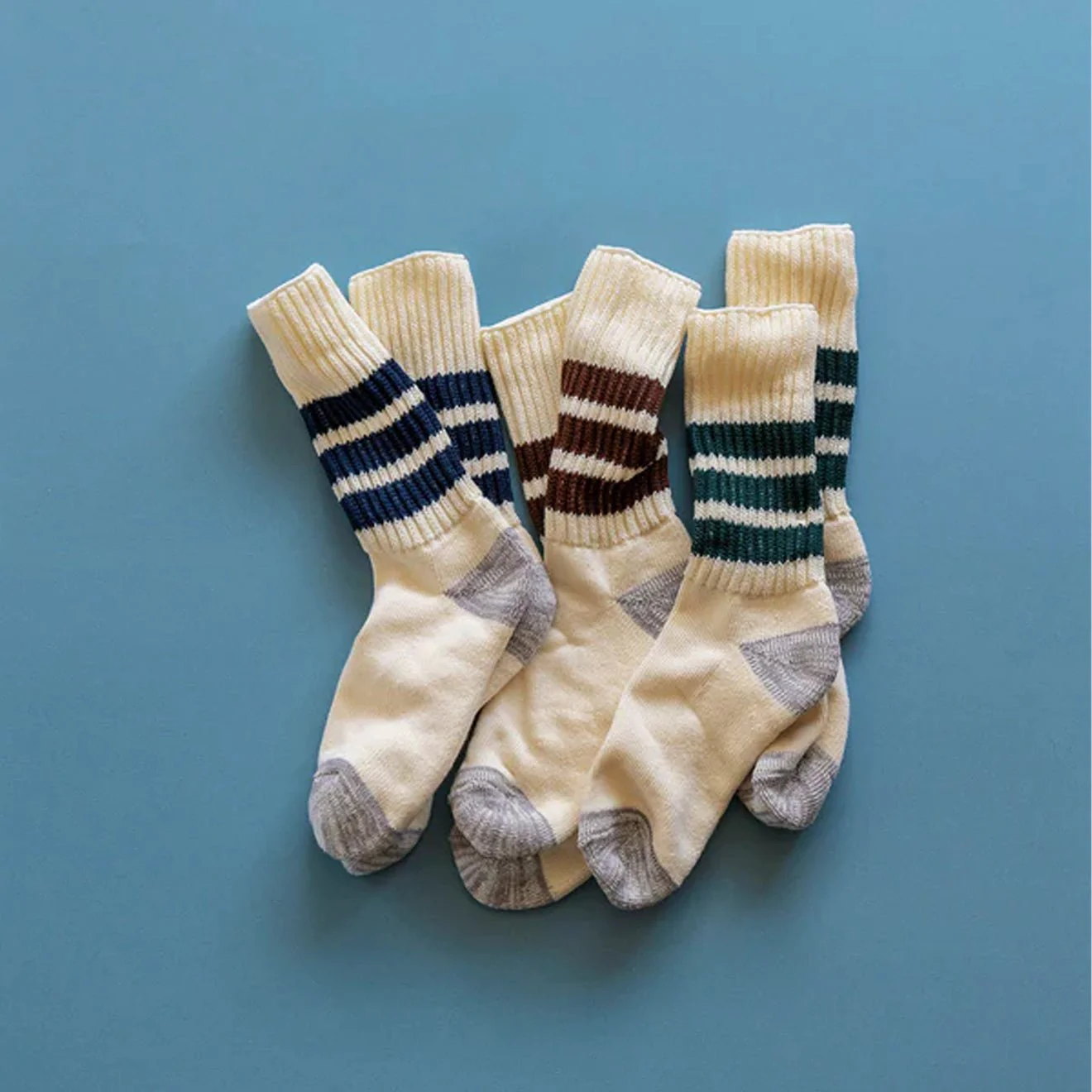 ROTOTO Coarse Ribbed Oldschool Crew Socks Navy - Image 2