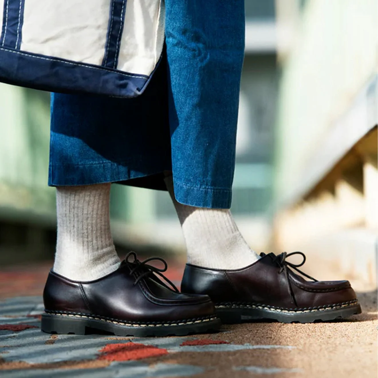 ROTOTO Double Face Mini Crew Socks Organic Cotton Olive - Image 2