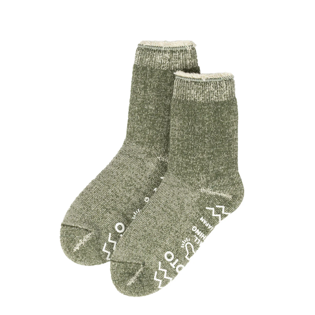 ROTOTO Double Face Room Socks Shaggy Pile Moss Green