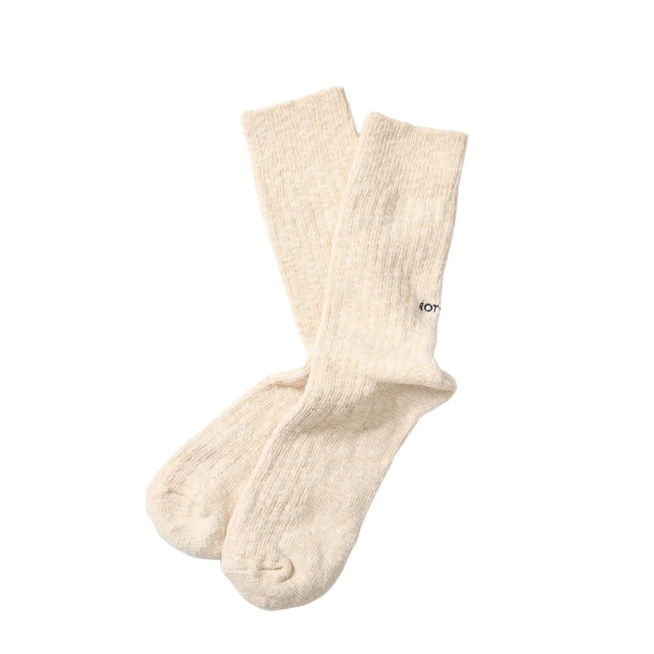 ROTOTO Organic Cotton Slub Crew Socks Ecru