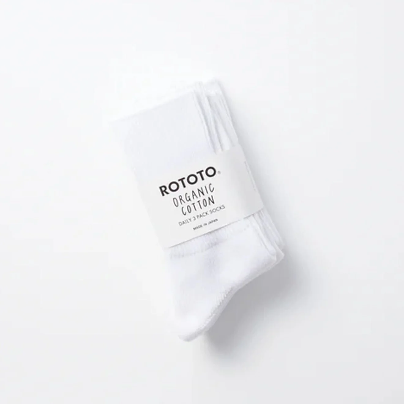ROTOTO Organic Daily 3 Pack Ribbed Crew Socks White - Image 2