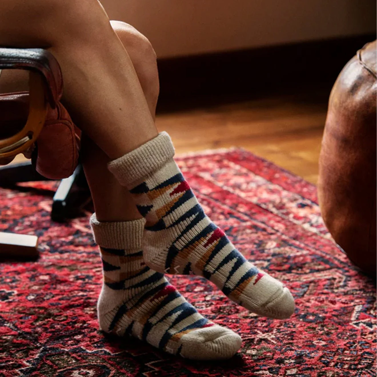 ROTOTO Womens Merino Lambs Wool Room Socks Native Light Brown - Image 4