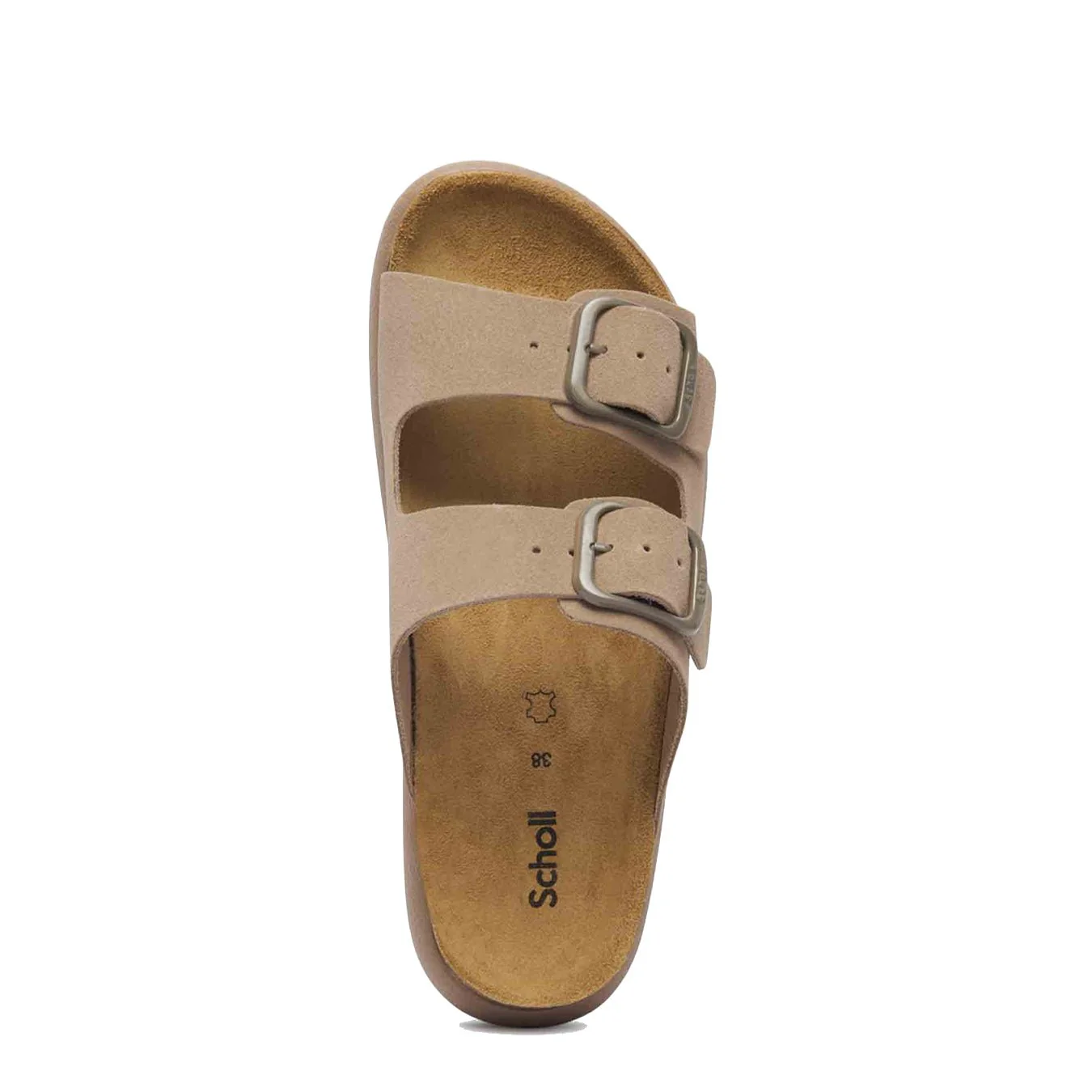 Scholl Womens Noelle Chunky Cork Sandals Dark Beige - Image 3