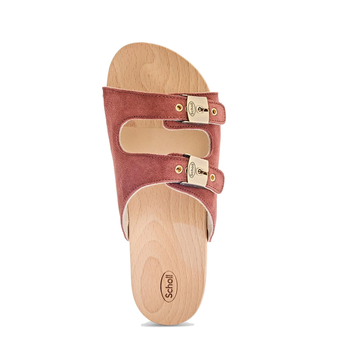 Scholl Womens Pescura Flat Flex 2 Straps Wood Sandals Brick Red - Image 3