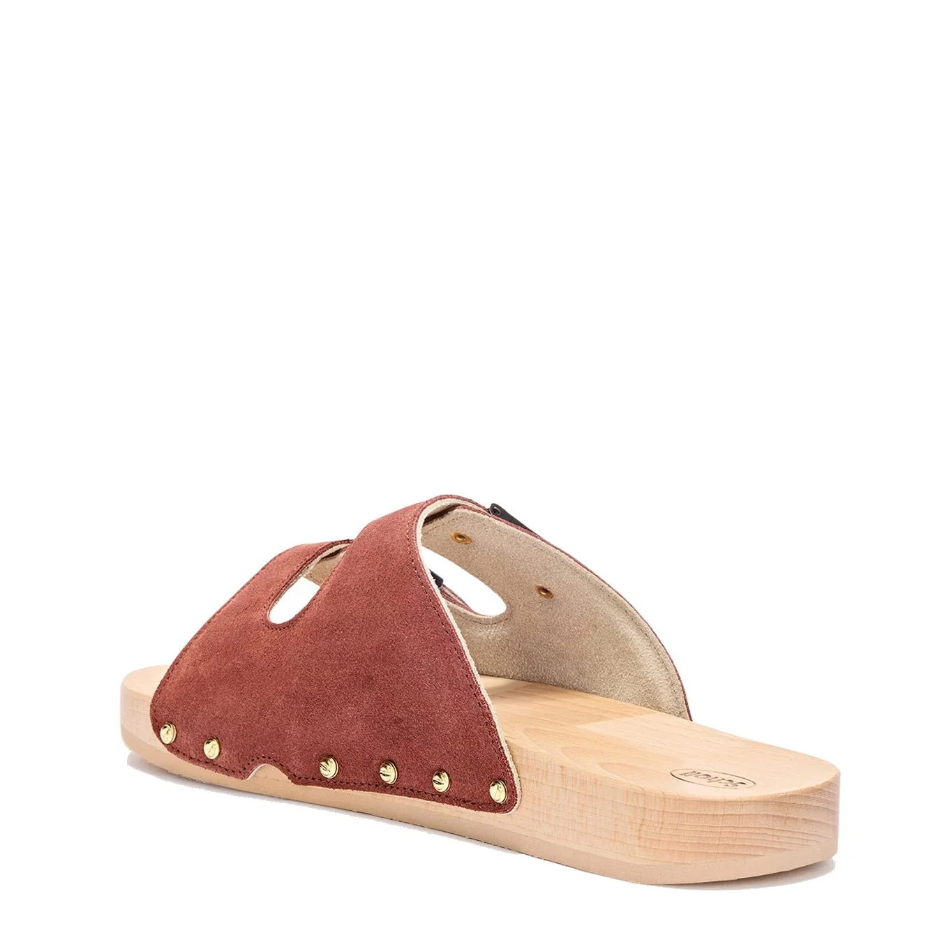 Scholl Womens Pescura Flat Flex 2 Straps Wood Sandals Brick Red - Image 4