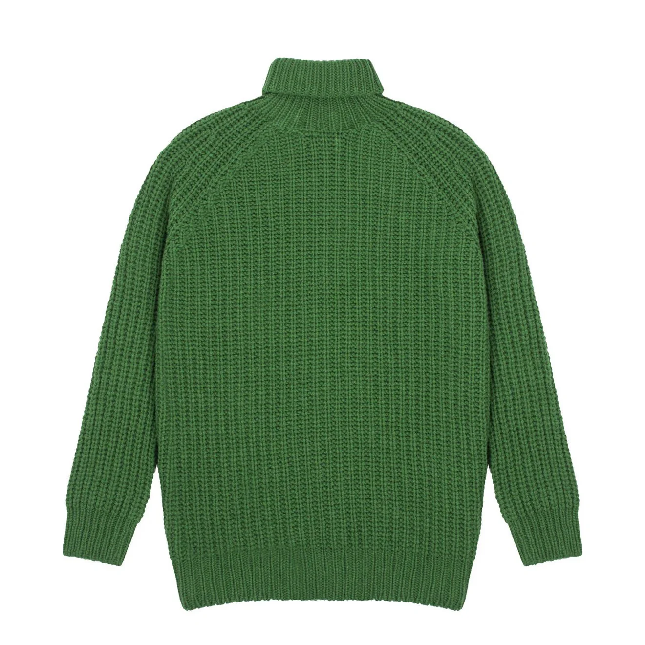 Sunspel Womens Chunky Roll Neck Jumper Bright Green - Image 2