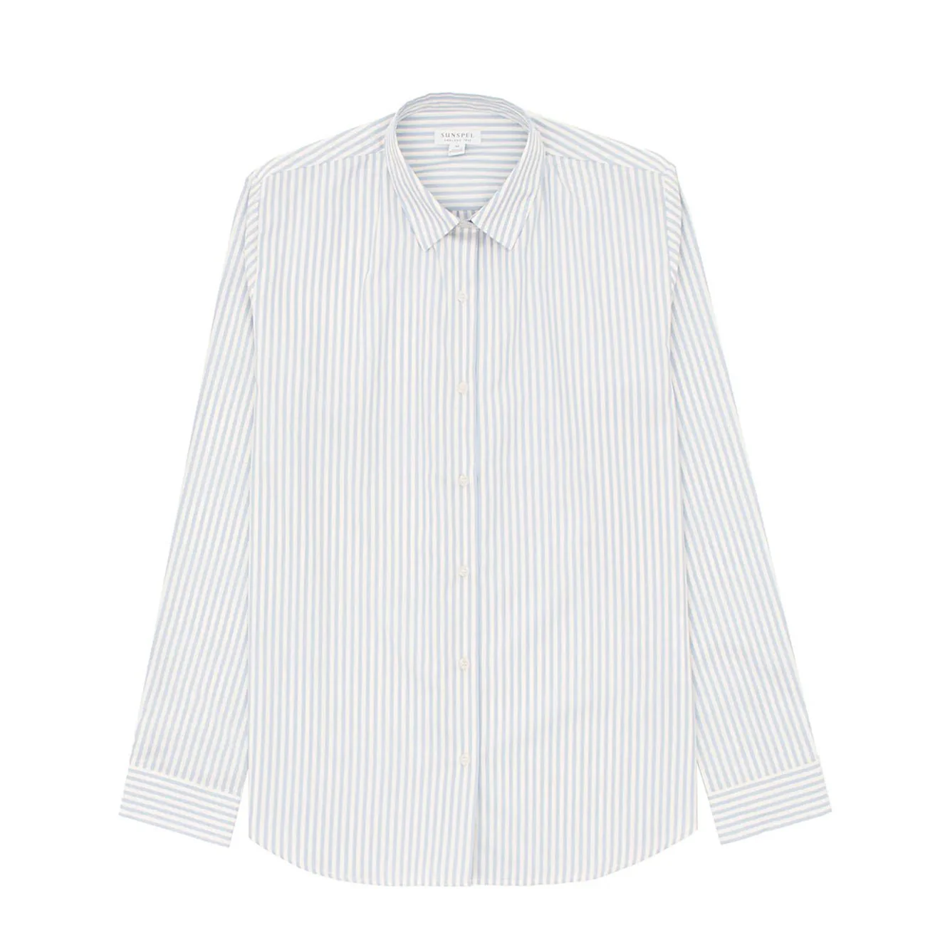 Sunspel Womens Classic Shirt Blue/Ecru Stripe