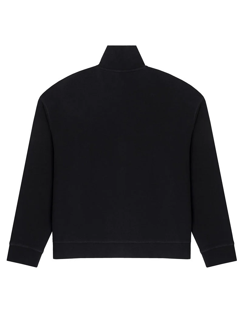 Sunspel Womens Half Zip Loopback Sweatshirt Black - Image 2