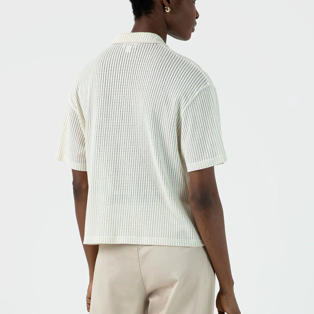 Sunspel Womens Lace Mesh Shirt Ecru - Image 3