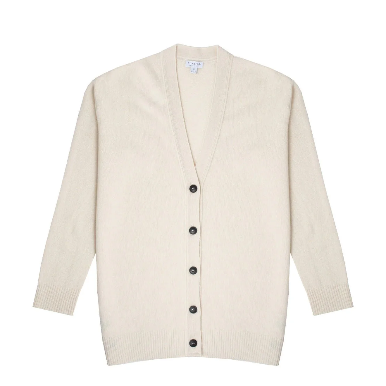 Sunspel Womens Lambswool Cardigan Ecru