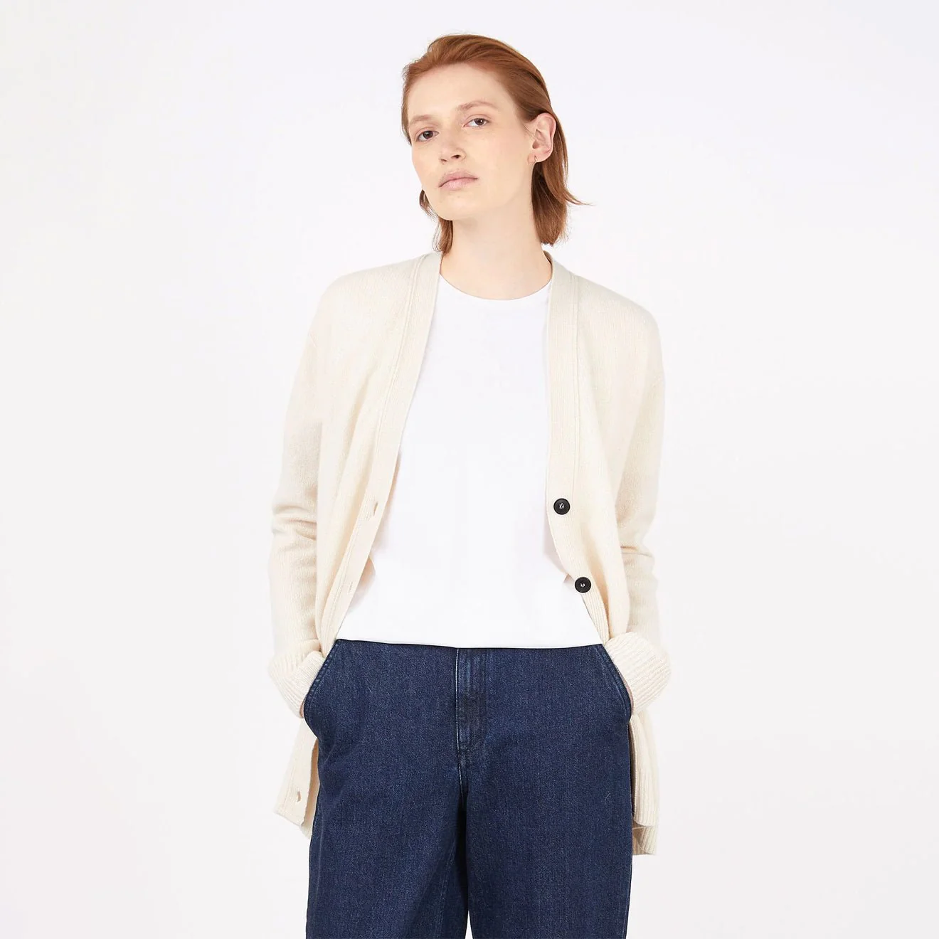 Sunspel Womens Lambswool Cardigan Ecru - Image 2