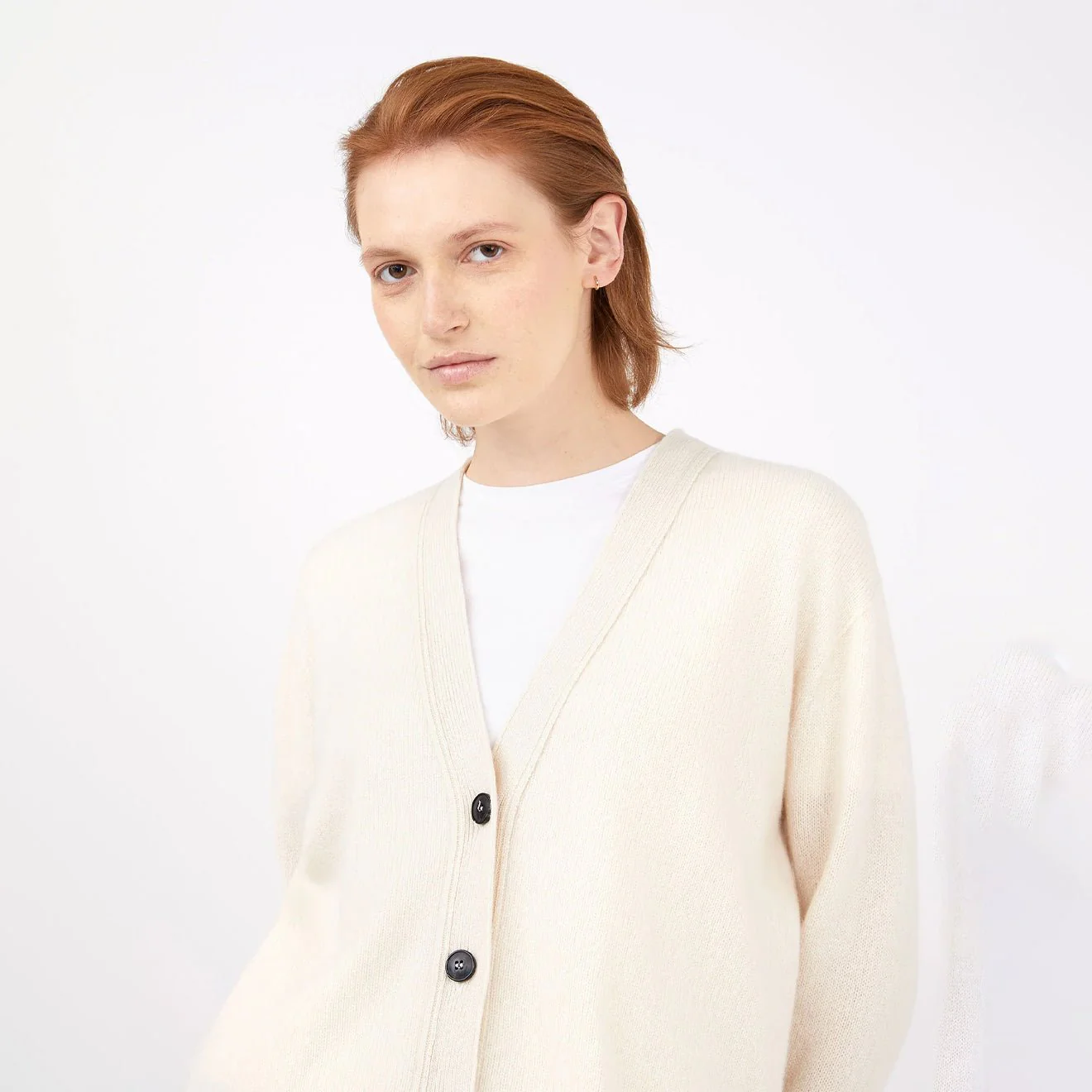 Sunspel Womens Lambswool Cardigan Ecru - Image 3