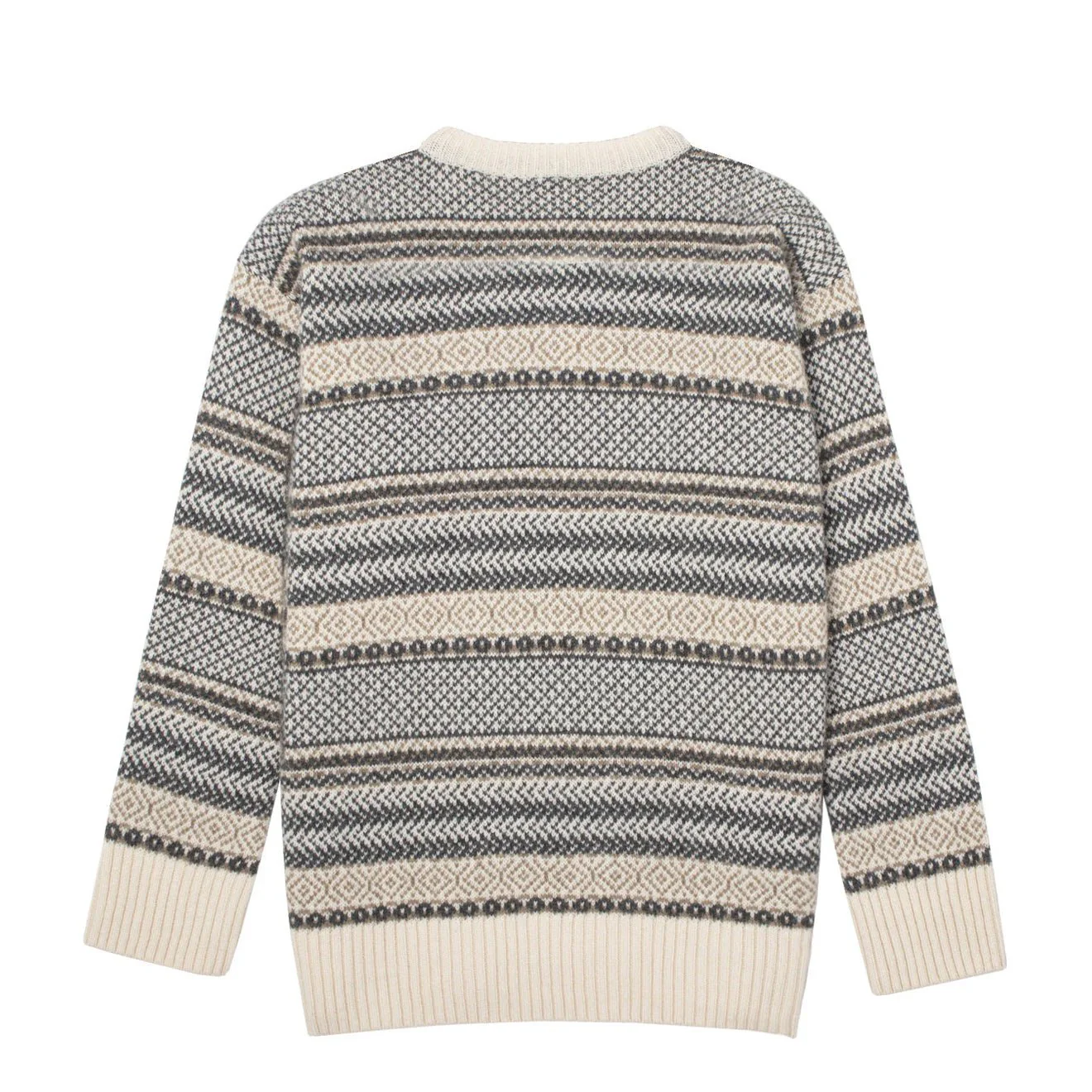 Sunspel Womens Lambswool Fairisle Jumper Ecru / Camel / Charcoal Fairisle - Image 2