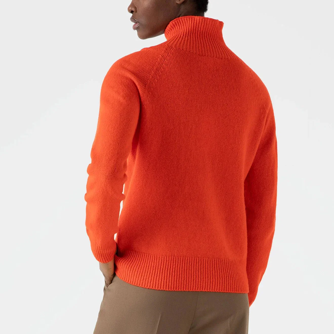 Sunspel Womens Lambswool Funnel Neck Jumper Magma - Image 3