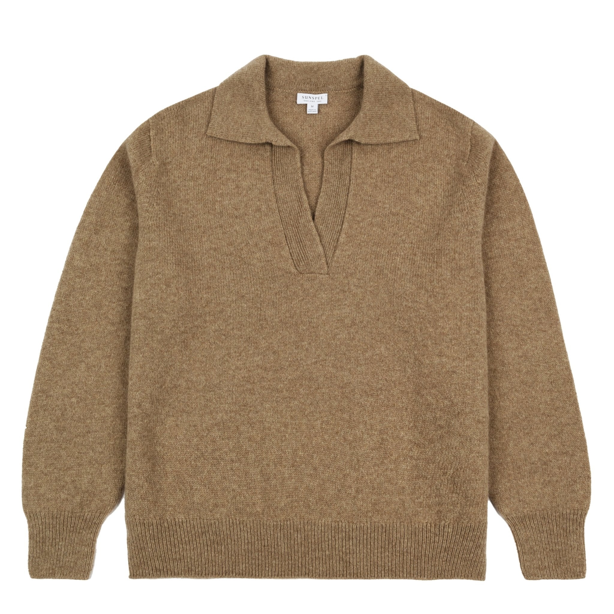 Sunspel Womens Lambswool Polo Mink