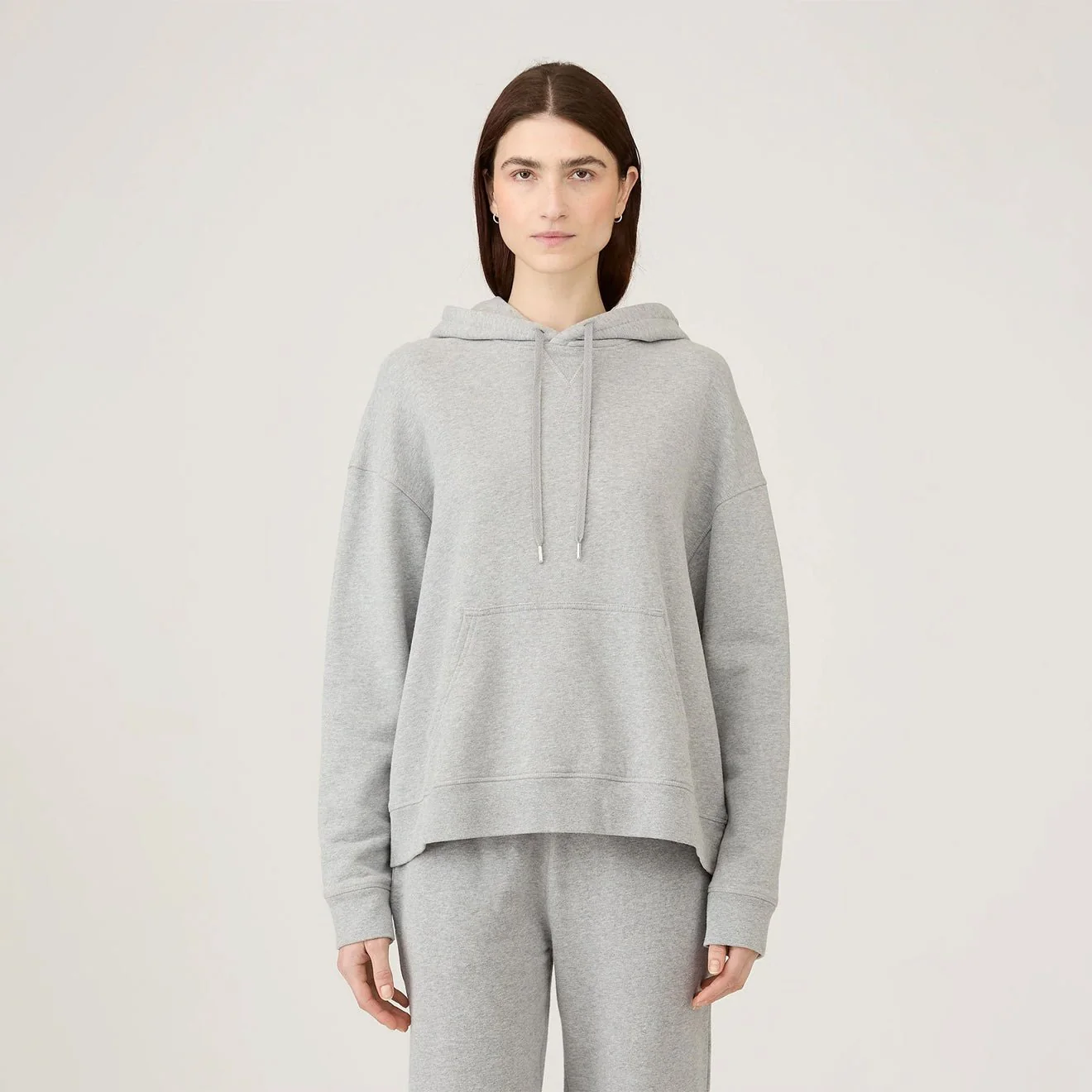 Sunspel Womens Loopback Hoody Grey Melange - Image 4