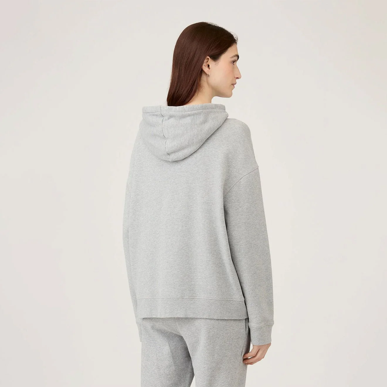 Sunspel Womens Loopback Hoody Grey Melange - Image 6