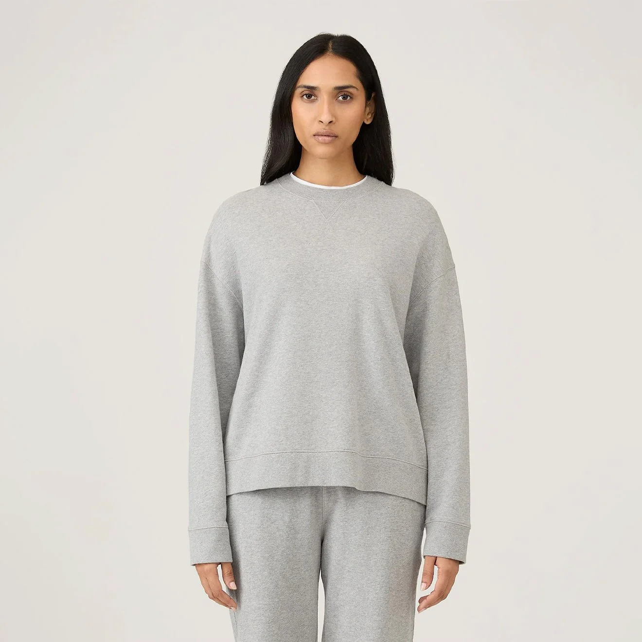 Sunspel Womens Loopback Sweatshirt Grey Melange - Image 2