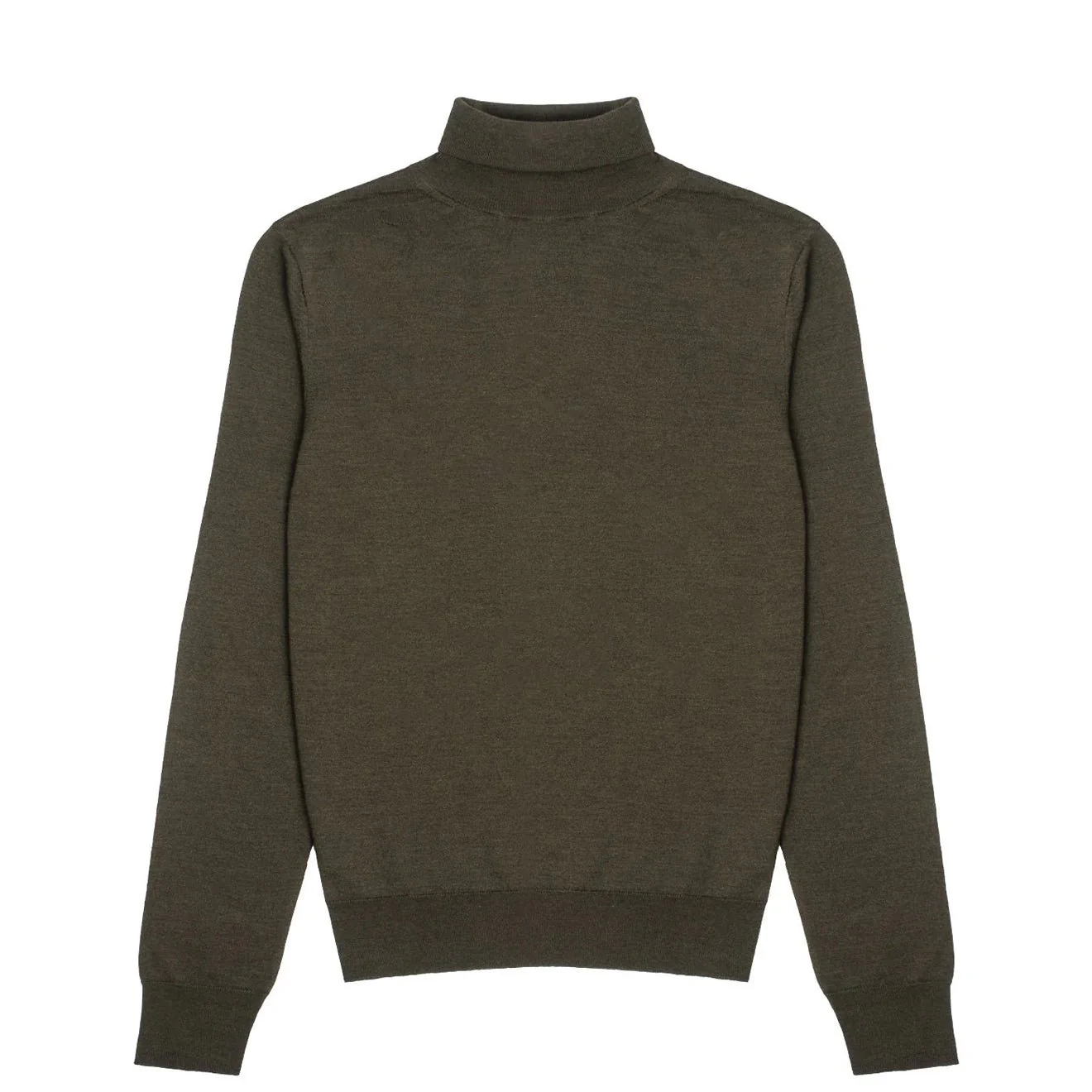Sunspel Womens Merino Silk Roll Neck Sweater Dark Moss